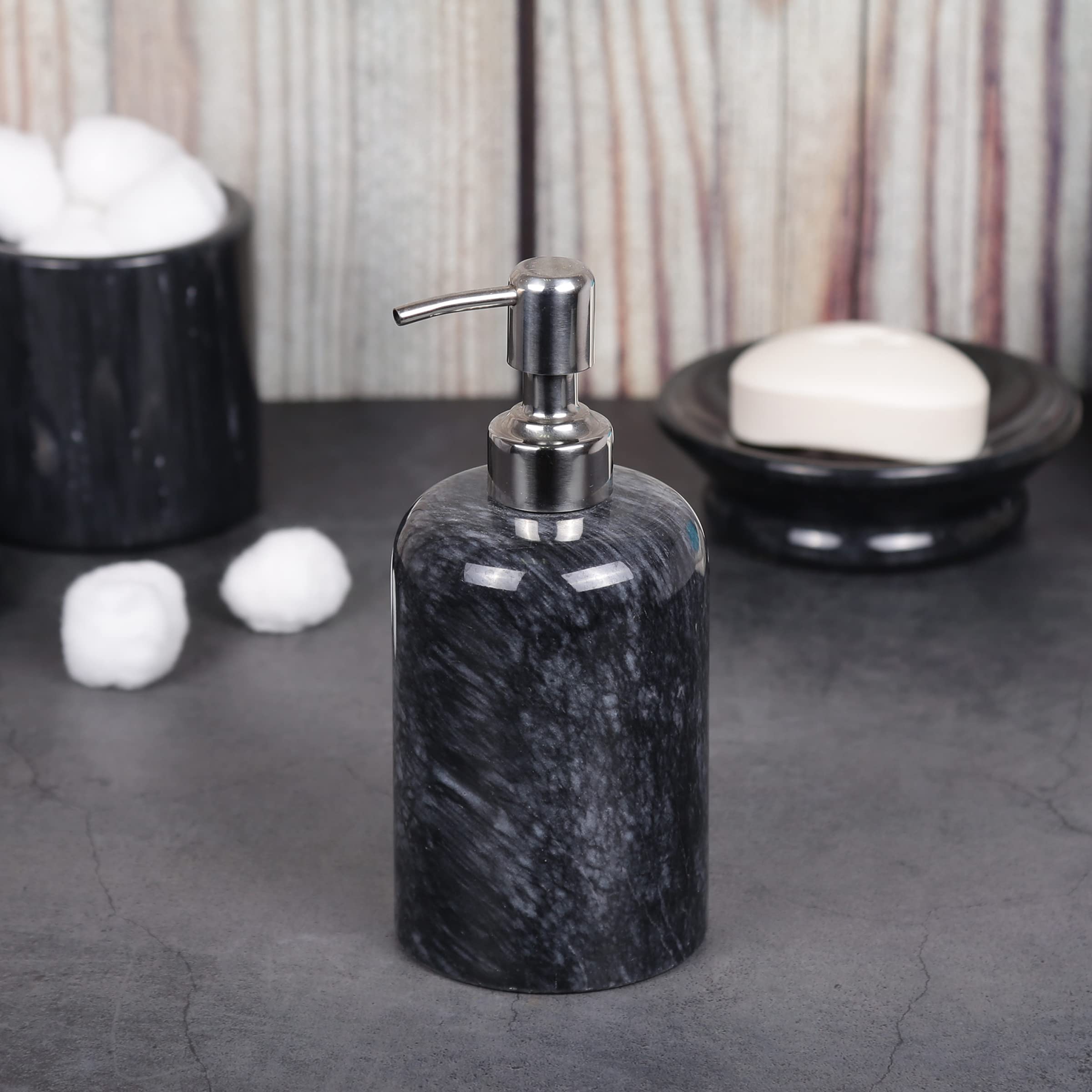 Natural Black Marble Liquid Soap Dispenser - Elegant Hand Soap & Lotion Pump for Bathroom Countertop & Kitchen Sink | Perfect for Home, Office & Spa Decor | Dish Soap & Sanitizer Dispenser