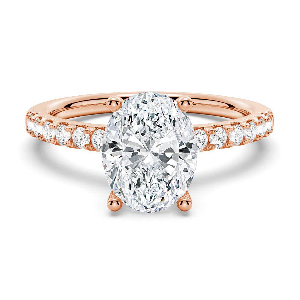 Petite Micropavé Oval Moissanite Engagement Ring - Dainty Wedding Band for Women, Promise Ring, Anniversary Gift - Perfect for Proposals, Bridal Jewelry & Special Occasions
