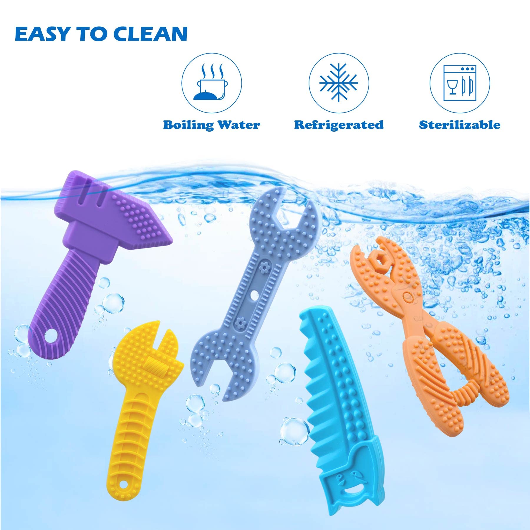 5PCS Baby Teething Toys for 0-6 Months - BPA Free Silicone Sensory Teether Set for Soothing Sore Gums | Perfect for Home, Travel & Daycare Use