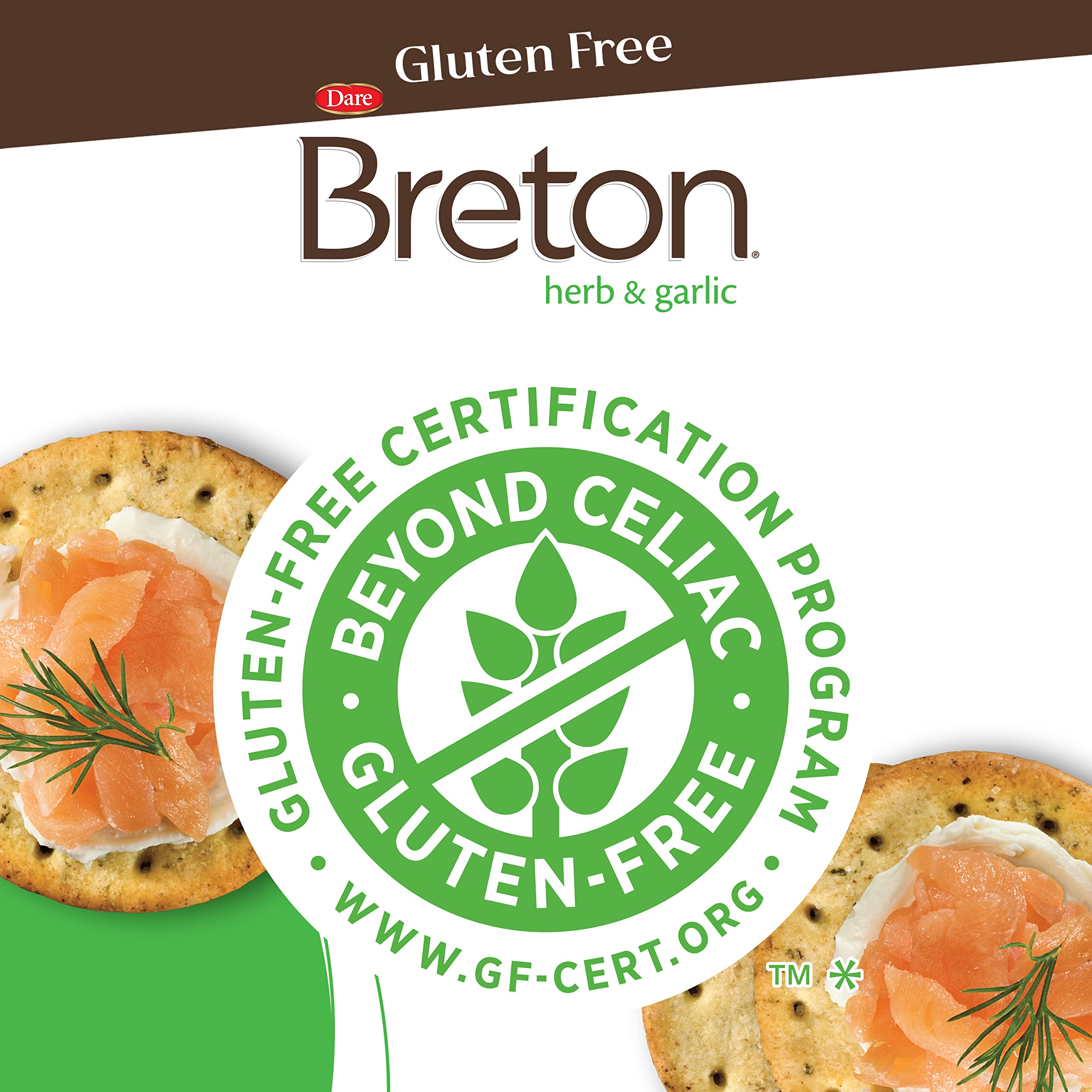Gluten Free Herb & Garlic Breton Crackers - Pack of 3 | Healthy Snack for Parties, Picnics & Keto Diet | Crunchy Crackers for Cheese Pairing & Charcuterie Boards