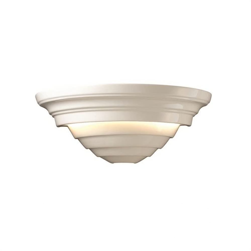 Justice Design Group Ambiance Collection 2-Light Wall Sconce - Bisque Finish | Elegant Wall Lighting Fixture for Bedroom, Living Room & Hallway Decor