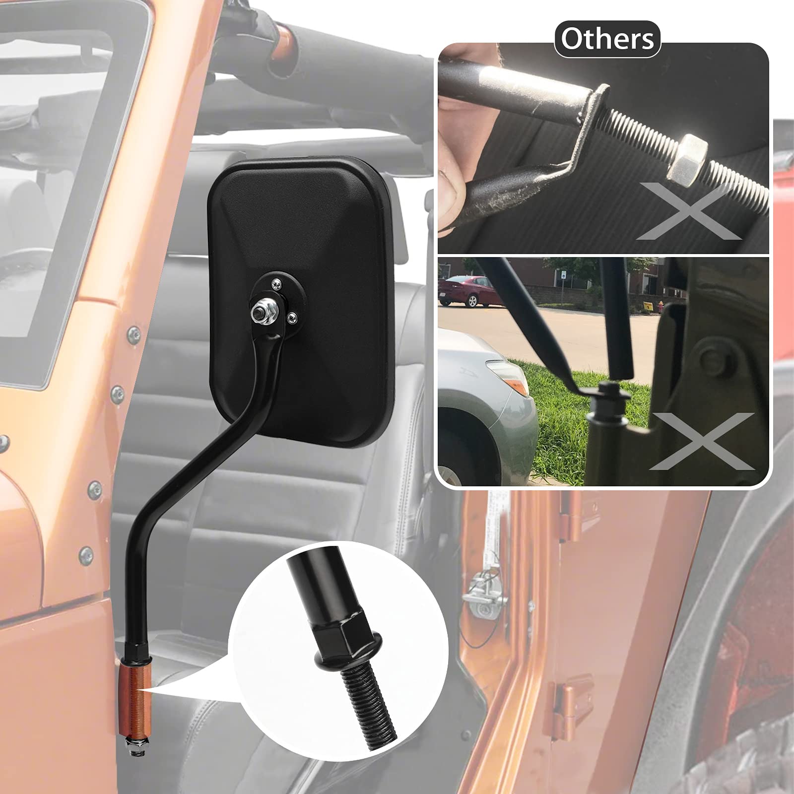 Jeep Wrangler JK CJ JL & Unlimited Side Mirrors - 2 Pack 5.5