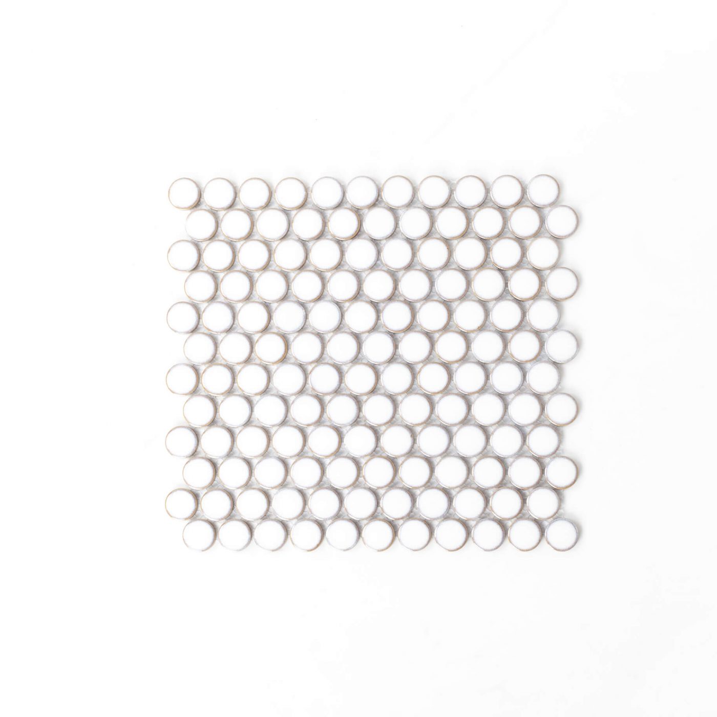 Antique Porcelain Mosaic Penny Round Tile 291x315mm - White Glossy Finish for Kitchen Backsplash, Bathroom & Shower Walls - Sample Size