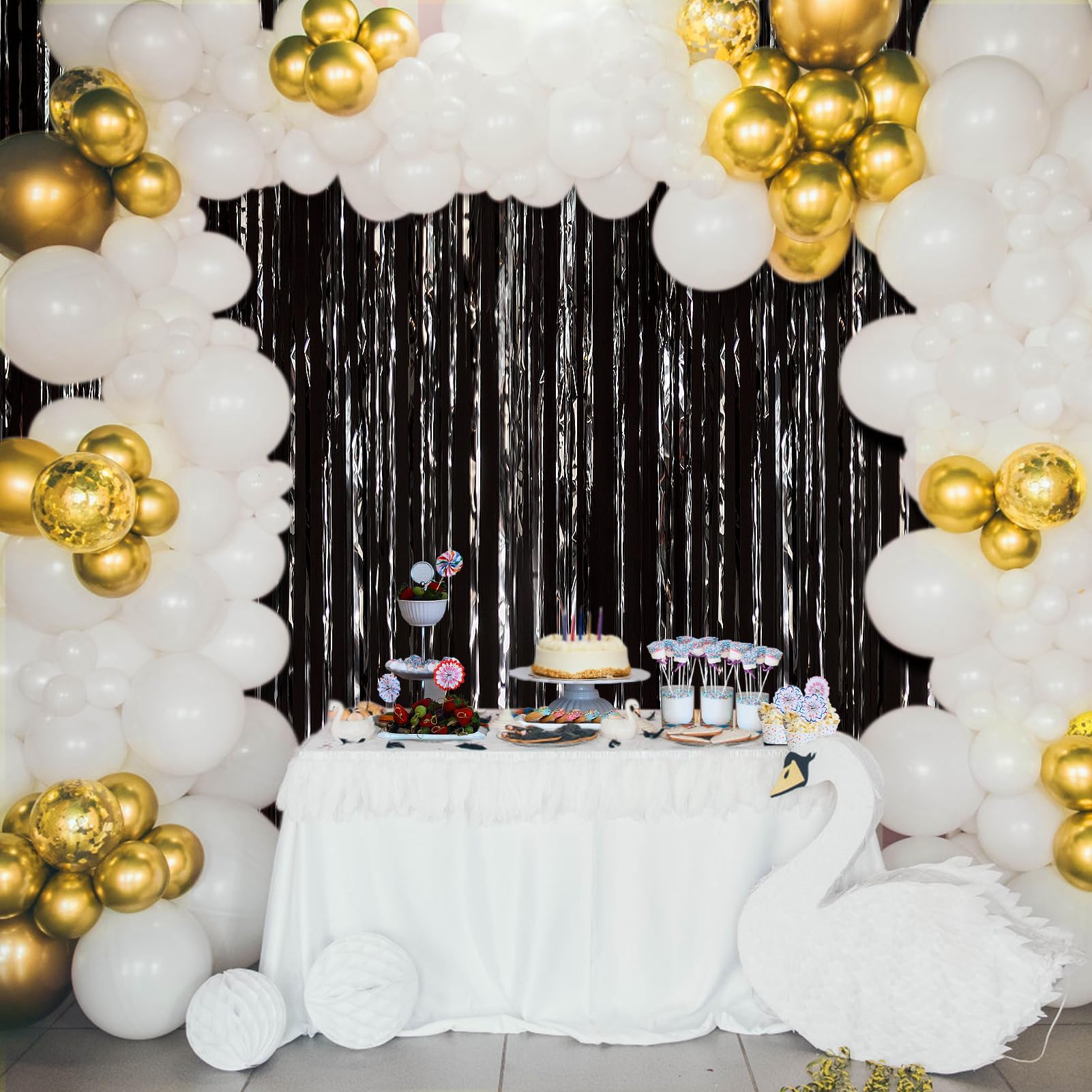 3 Pack Black Halloween Decorations - 3.28 x 9.84 ft Fringe Tinsel Backdrop Curtain for Halloween Party, Birthday, Wedding & Special Events | Spooky Party Supplies, Photo Booth Background, Haunted House Decor