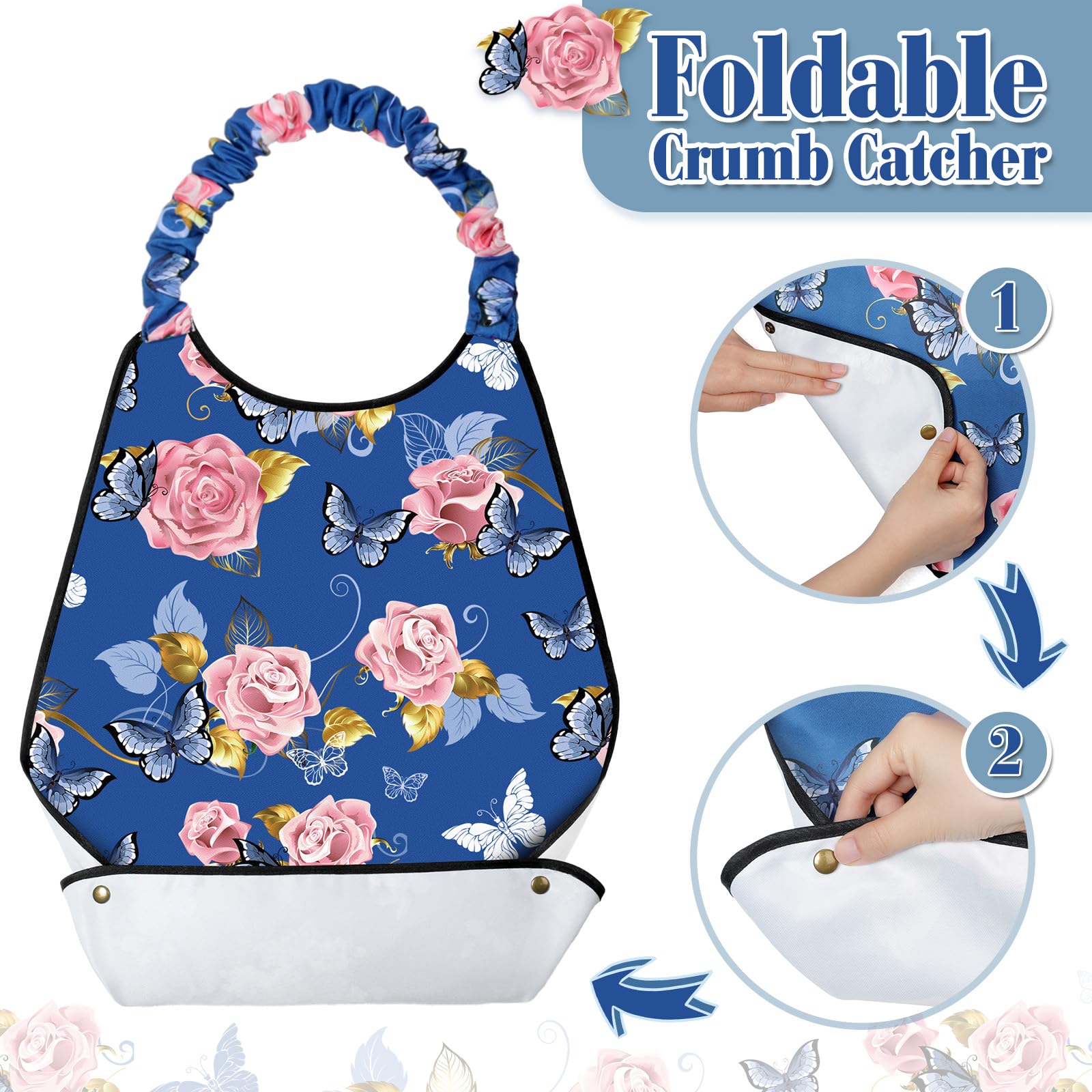 Shihanee 3 Pack Waterproof Adult Bibs for Women - Adjustable Neck Closure, Crumb Catcher - Ideal for Elderly Care, Mealtime & Dining Protection
