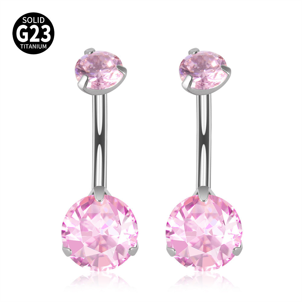 14G Titanium CZ Bar Belly Ring - Surgical Steel Navel Piercing Jewelry | DL047 | Perfect for Belly Button Rings, Body Piercings & Fashion Accessories