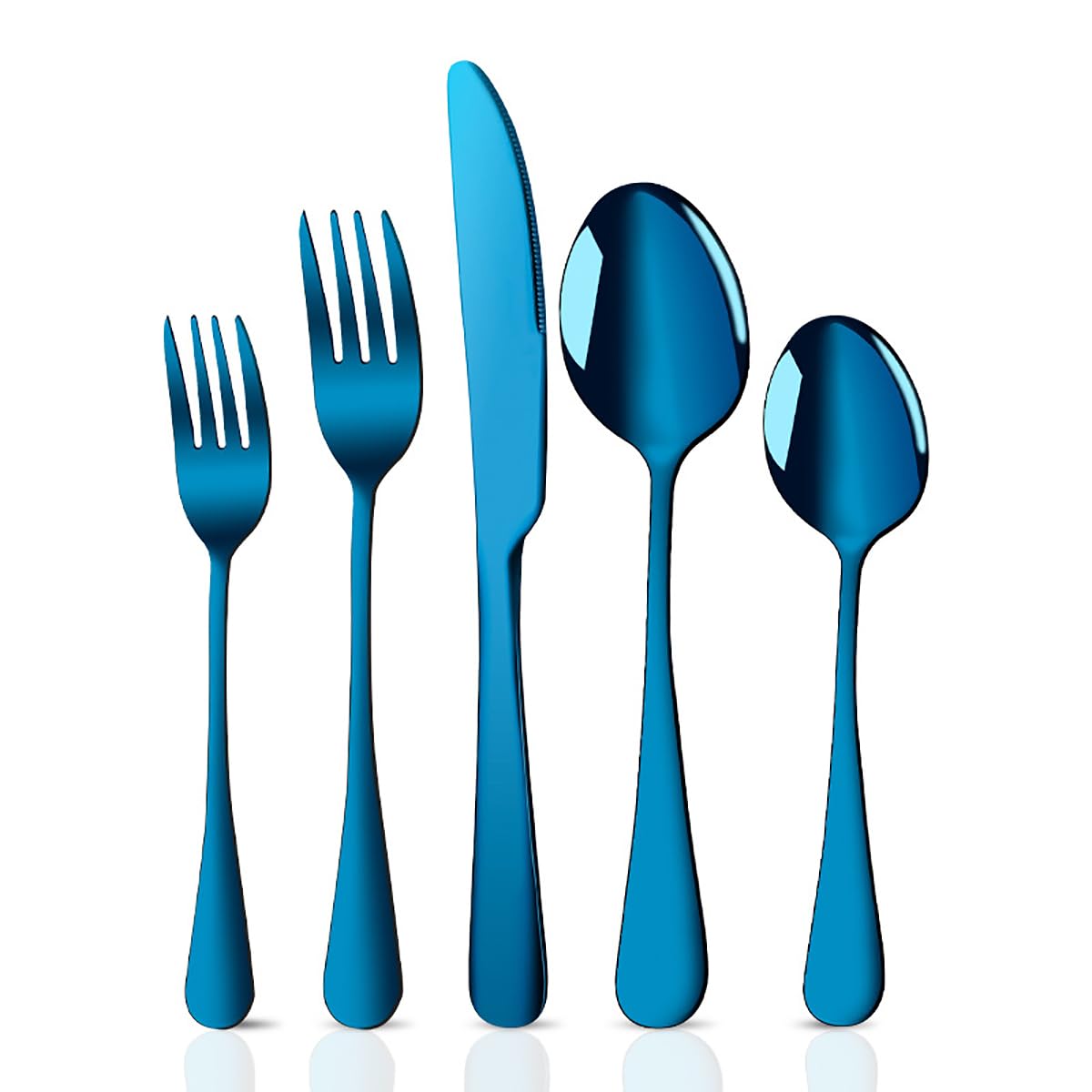 30-Piece Stainless Steel Flatware Set for 6 - Mirror Finish Silverware with Ergonomic Design (Forks, Spoons, Knives) - Dishwasher Safe & Durable - Perfect for Dinner Parties, Restaurants, and Everyday Dining - Highlight Blue Cutlery Set
