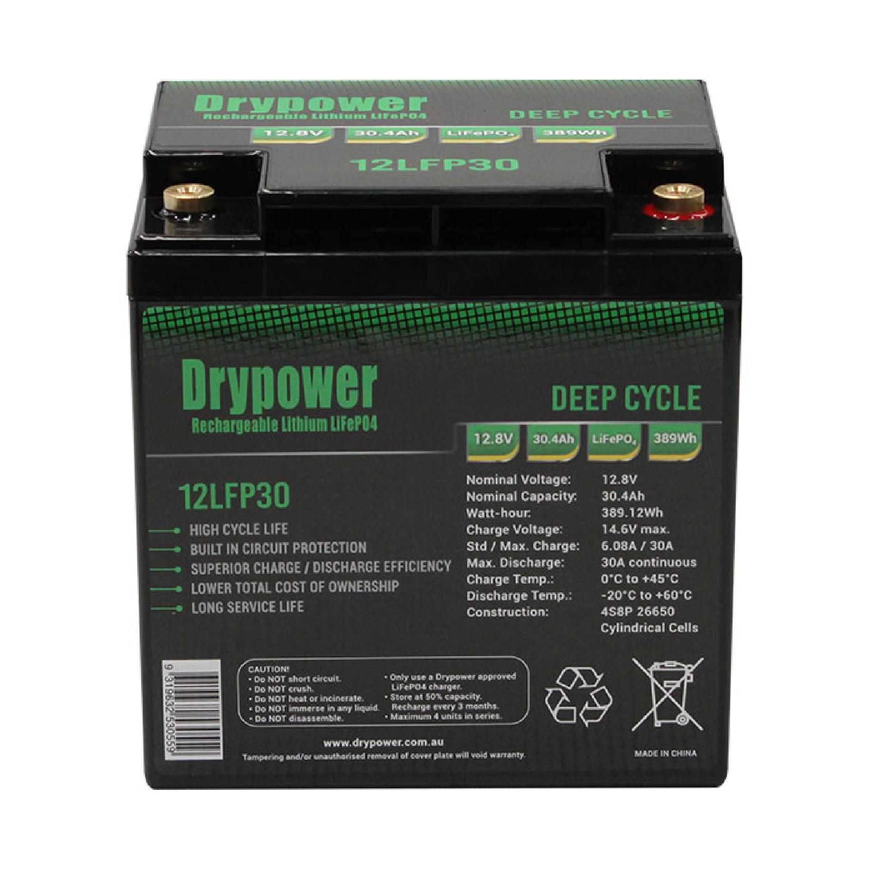 Drypower 12.8V 100Ah LiFePO4 Lithium Iron Phosphate Rechargeable Battery - Perfect for Solar Power Systems, RVs, Marine & Off-Grid Applications