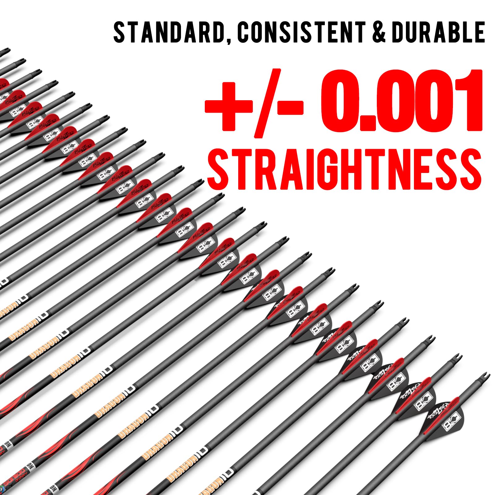 Sanlida 100% Pure Carbon Fiber Arrows for Compound & Recurve Bows - 0.001