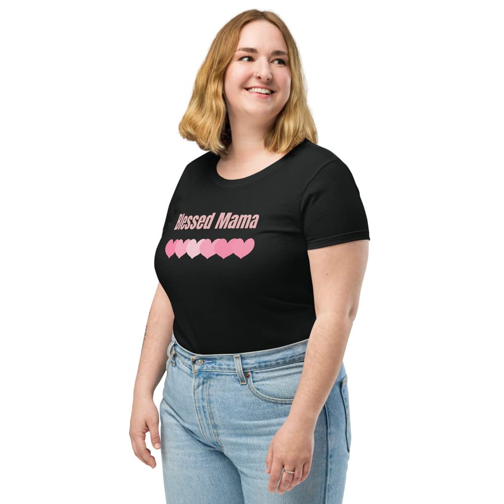 Blessed Mama T-Shirt for Women - Comfortable Fitted Mom Shirt - Cute & Stylish Top for Mothers - Perfect for Casual Wear, Mother's Day Gifts & Family Outings