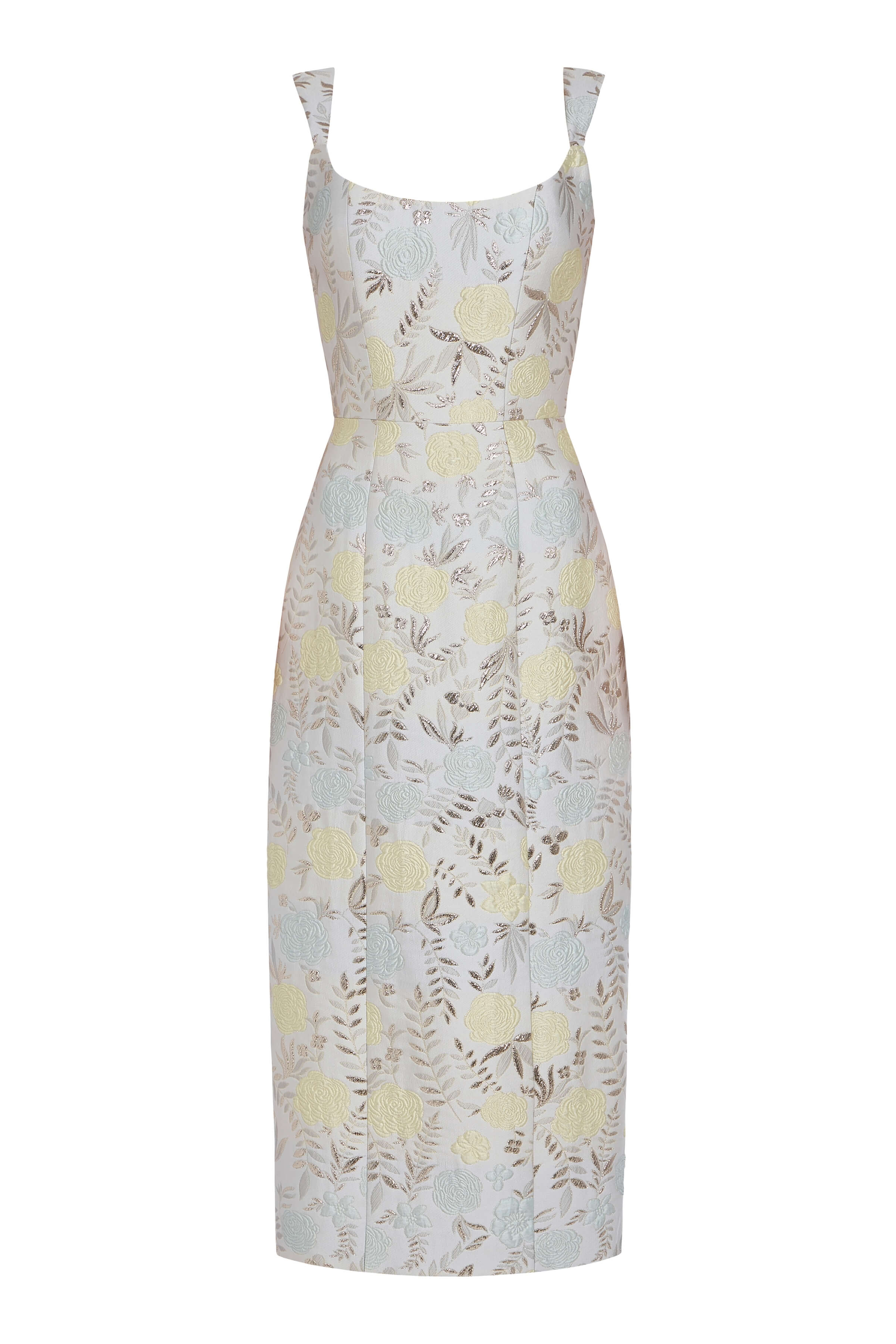 Numa Ivory Metallic Brocade Corset Dress for Women - Elegant Vintage Style Formal Gown for Evening Parties, Weddings & Special Occasions