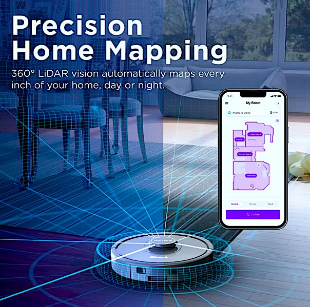 Matrix Robot Vacuum - Powerful Cleaning for Carpets & Hard Floors | Smart Mapping | Pet Hair Removal | Wi-Fi Connected RV2300 | Ideal for Homes with Pets & Multi-Surface Flooring