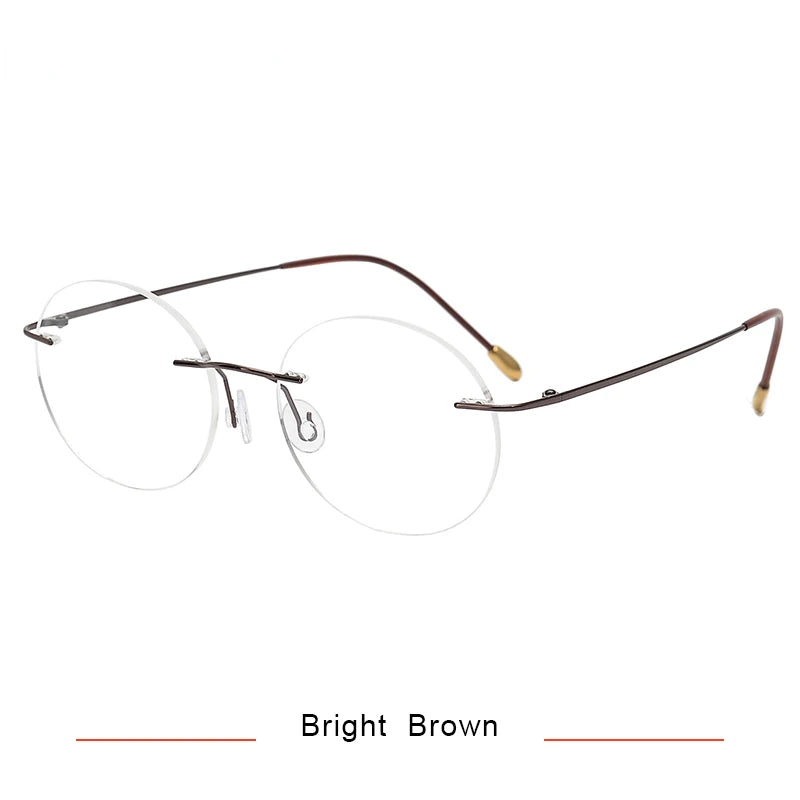 Brightzone Women's Rimless Oval Round Titanium Eyeglasses 71602 - Lightweight & Durable Frame for Work, Reading & Everyday Use