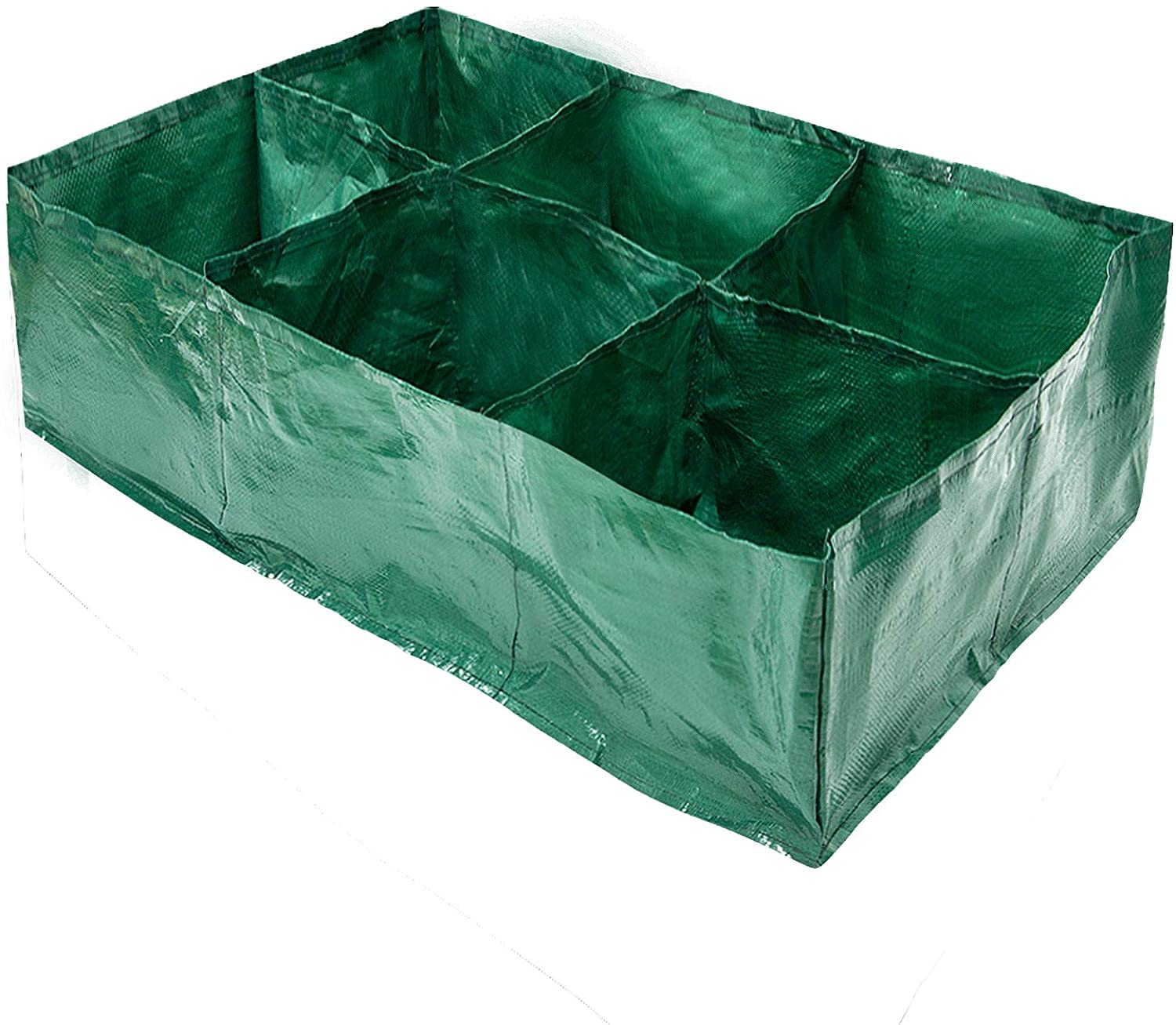 35 Gallon Raised Garden Bed - 6 Compartment Plastic Grow Bags for Vegetables, Flowers & Plants | Durable Outdoor Planting Containers | Perfect for Patio, Balcony & Backyard Gardening