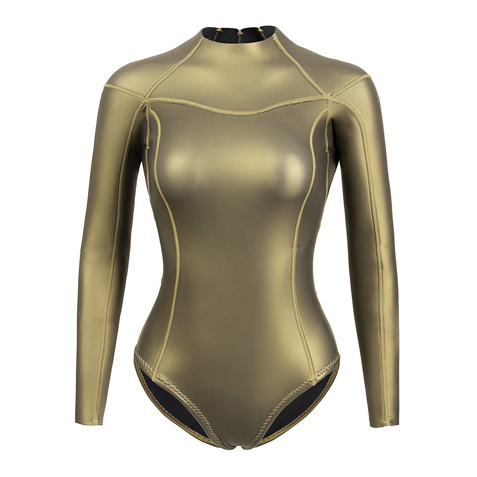 RWHXN Women's 3MM Neoprene One Piece Wetsuit - Long Sleeve Backless Swimsuit with Smooth Skin & Stretch Rash Guard for Diving, Surfing, Snorkeling, Swimming | Perfect for Beach Vacations, Water Sports & Tropical Getaways