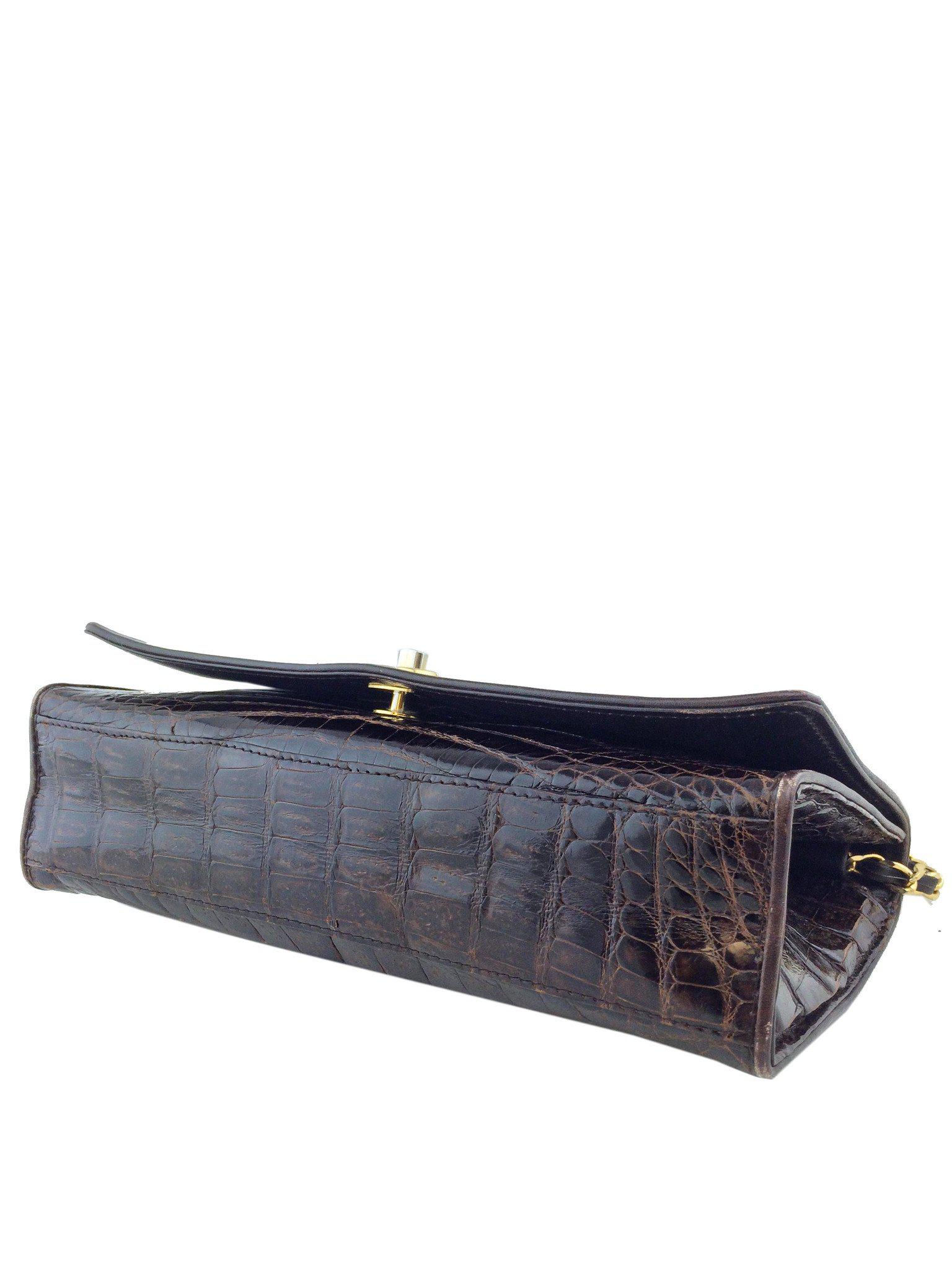 Vintage Chanel Crocodile Leather Flap Shoulder Bag - Luxury Designer Handbag for Women, Perfect for Evening Parties & Special Occasions