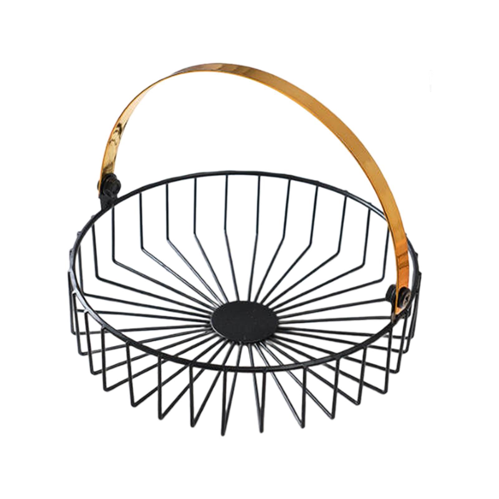 CALANDIS® Round Fruit Basket with Handle - Countertop & Tabletop Holder for Fruits, Bread, and Kitchen Decor - Perfect for Dining Room, Kitchen, and Party Serving