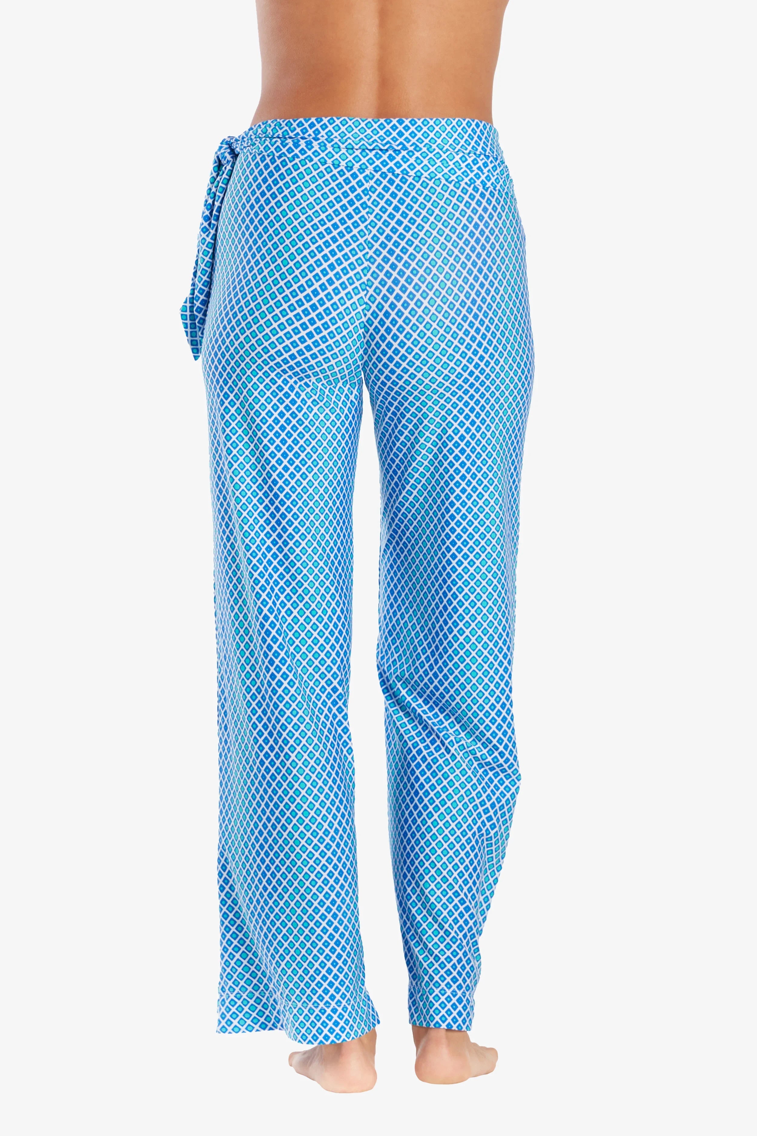 Relaxed Side Tie UPF 50+ Pants with Ombre Geometric Print - Perfect for Beach Vacations, Yoga & Summer Outdoor Activities