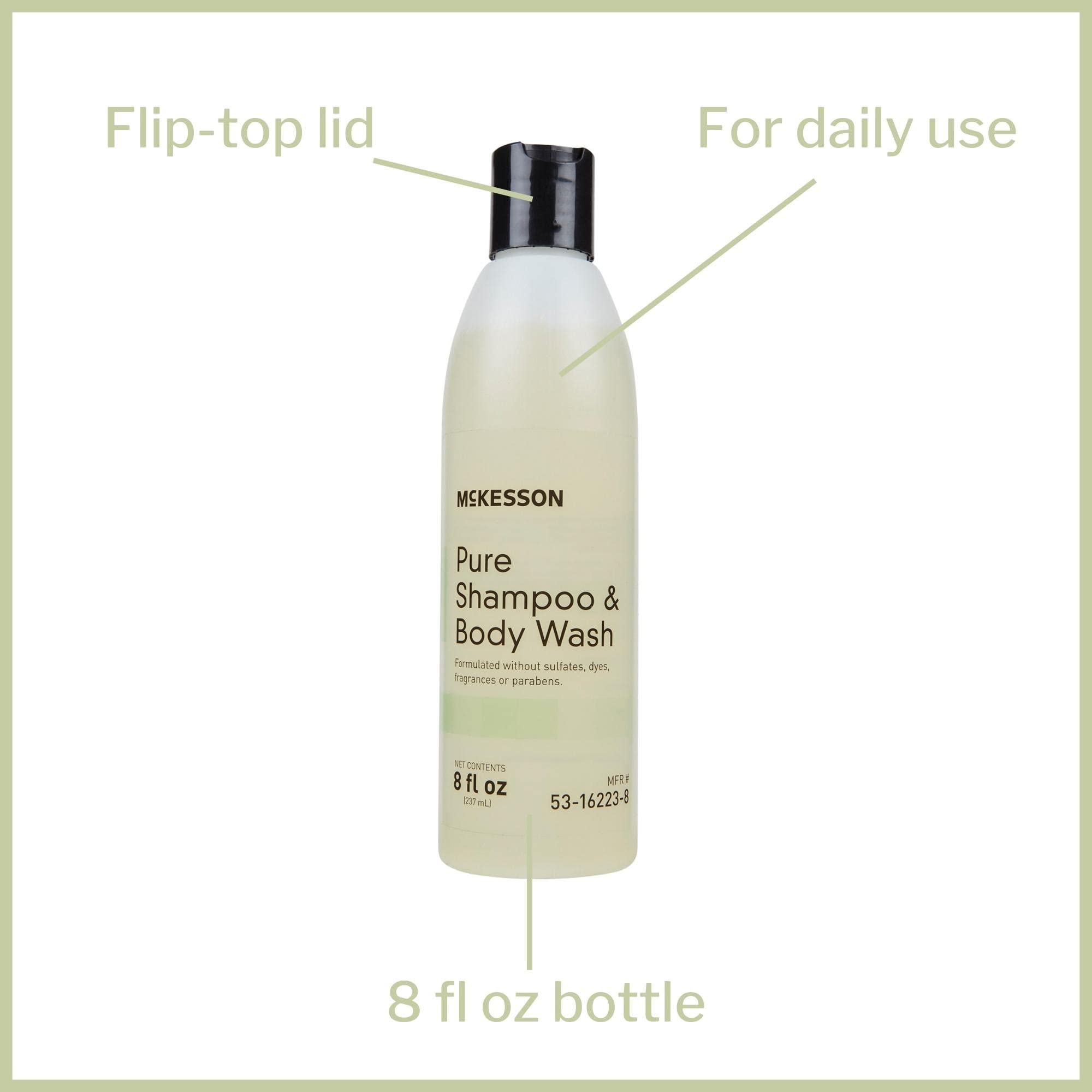 McKesson Pure Unscented Shampoo & Body Wash - Sulfate, Dye, Fragrance & Paraben Free - 8 oz (48 Count) - Gentle Cleansing for Sensitive Skin & Daily Hygiene Care
