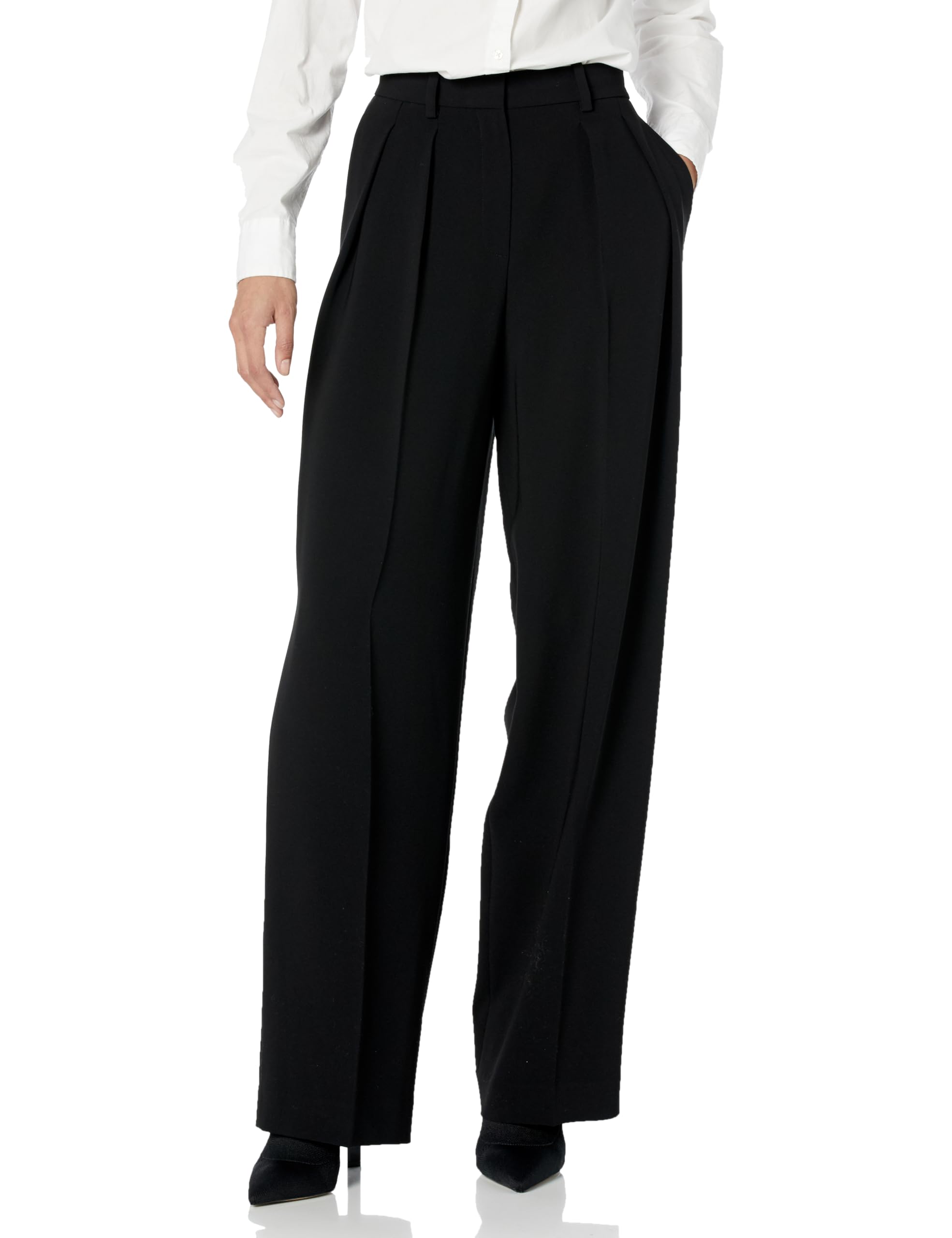 Theory Women's Double-Pleat Dress Pants for Work & Office - Professional Slim Fit Trousers with Comfort Stretch for Business Casual & Formal Wear