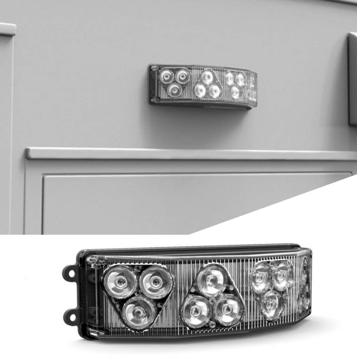Half Octo 180 Degree LED Surface Mount Emergency Strobe Lights - Red/Red Ambulance Warning Light for Fire Trucks & Emergency Vehicles - High Visibility Safety Lighting for Roadside Emergencies & Construction Zones