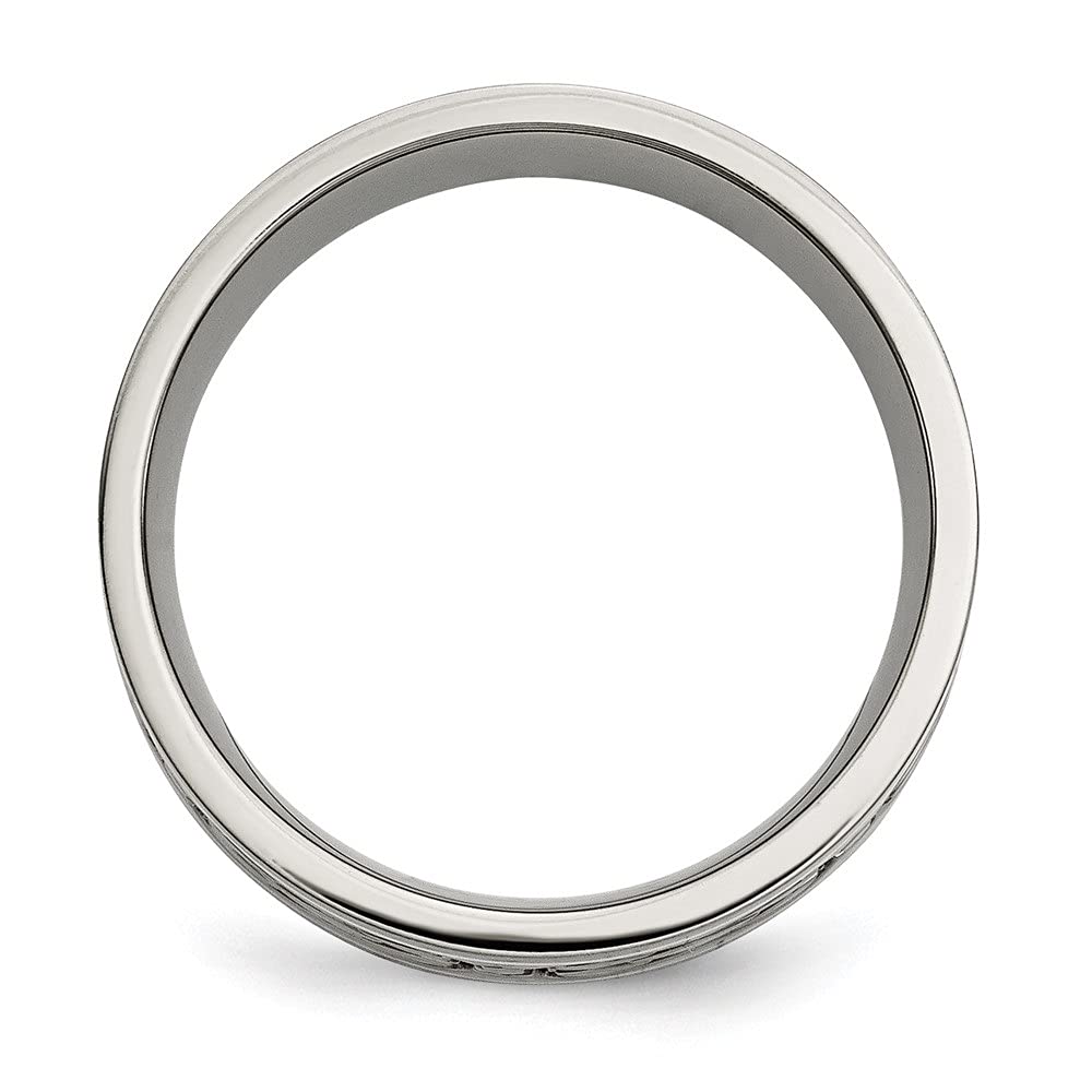 Diamond2Deal Titanium & Silver 8mm Inlay Celtic Knot Flat Polished Wedding Band Ring for Men - Durable Comfort Fit Jewelry for Weddings, Anniversaries & Special Occasions