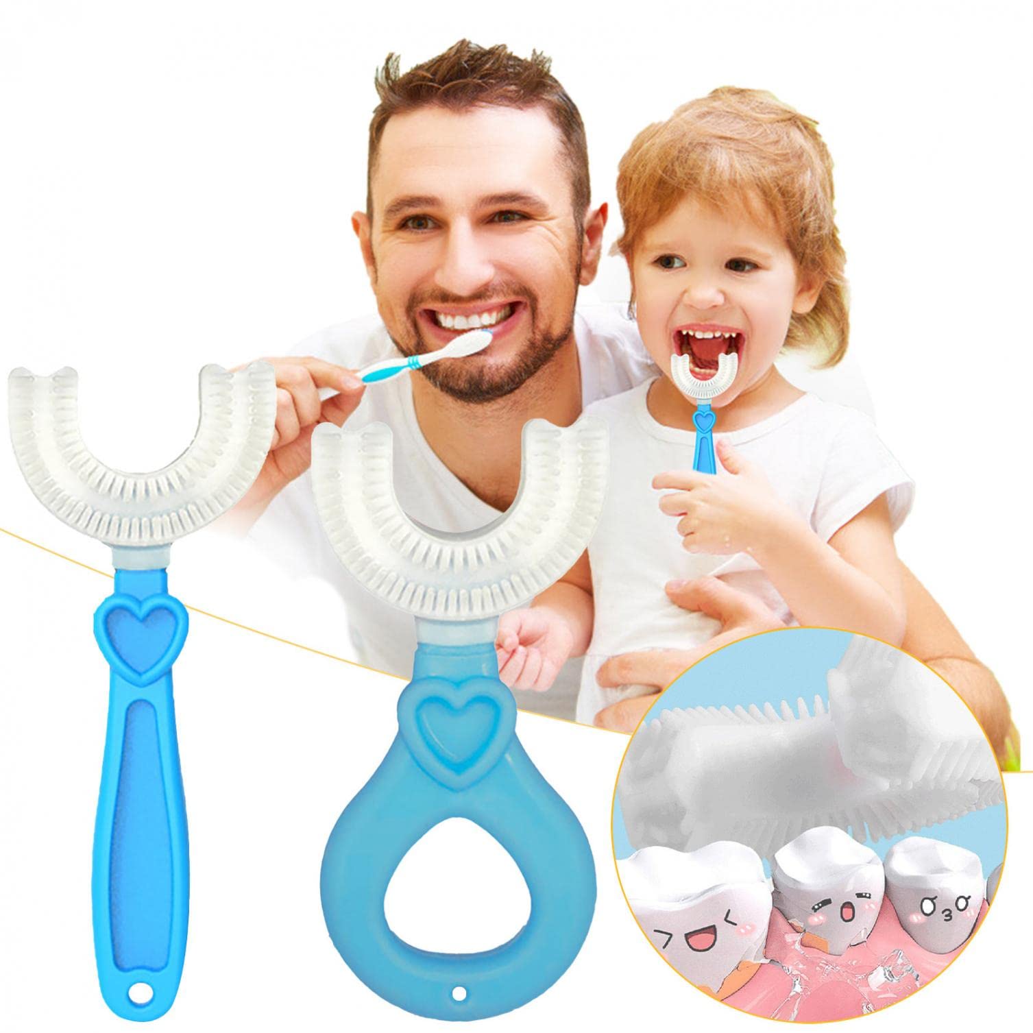 360° Soft Silicone U-Shaped Baby Toothbrush for Kids Ages 2-12 - Gentle Teeth Cleaning & Gum Massage Tool for Toddlers & Children | Perfect for Daily Oral Care & Teeth Whitening at Home