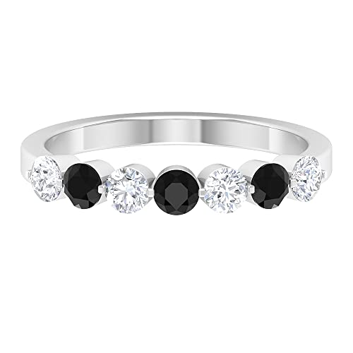Elegant Black Onyx & Moissanite Half Eternity Ring in 14K Solid Gold - Minimalist Dainty Jewelry for Women, Perfect for Anniversary, Wedding, Engagement & Everyday Wear