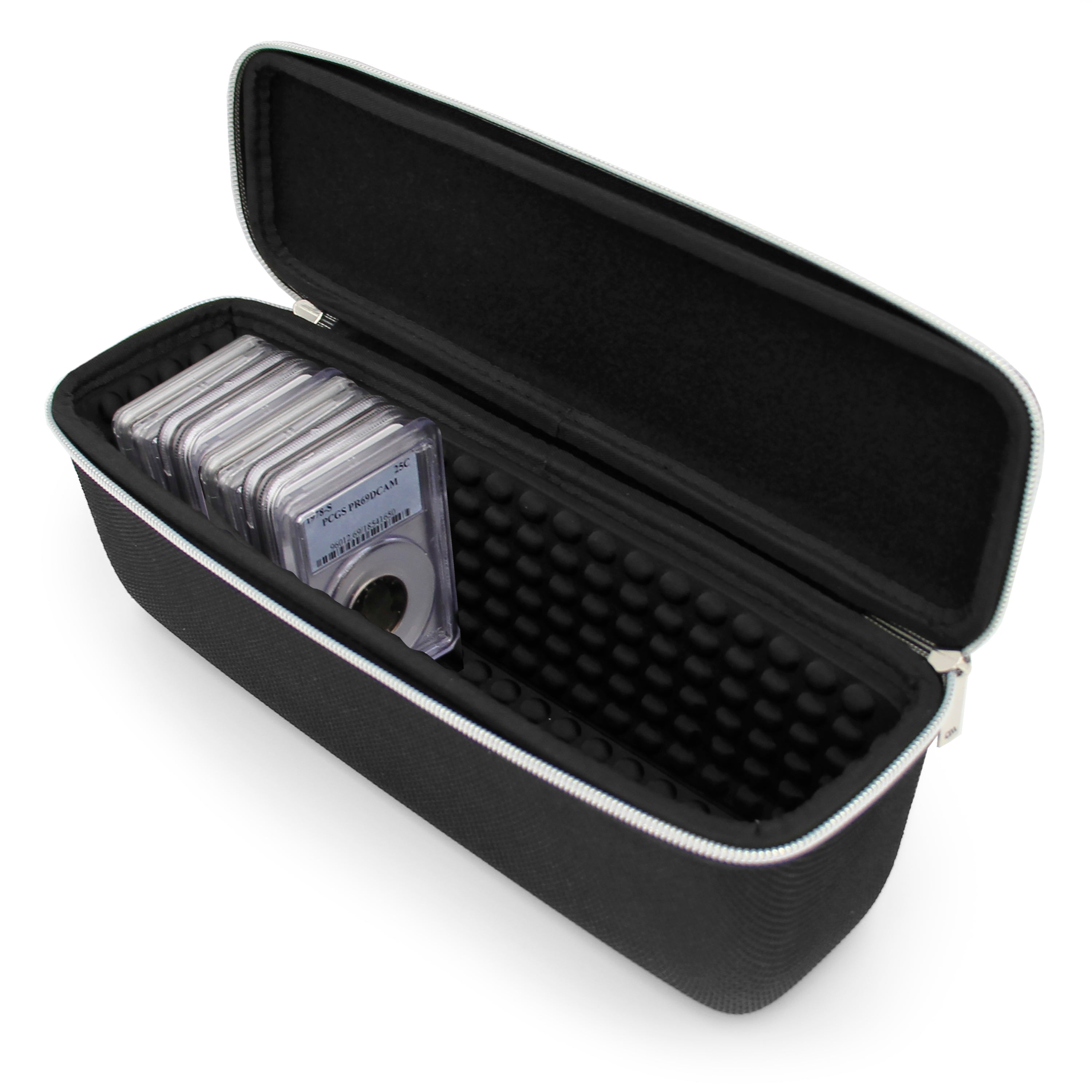 CASEMATIX Hard Shell Graded Coin Storage Box - Padded Interior Holds 25 NGC/PCGS Graded Coin Slabs - Secure Protection for Coin Collections - Perfect for Home Display & Safe Transportation