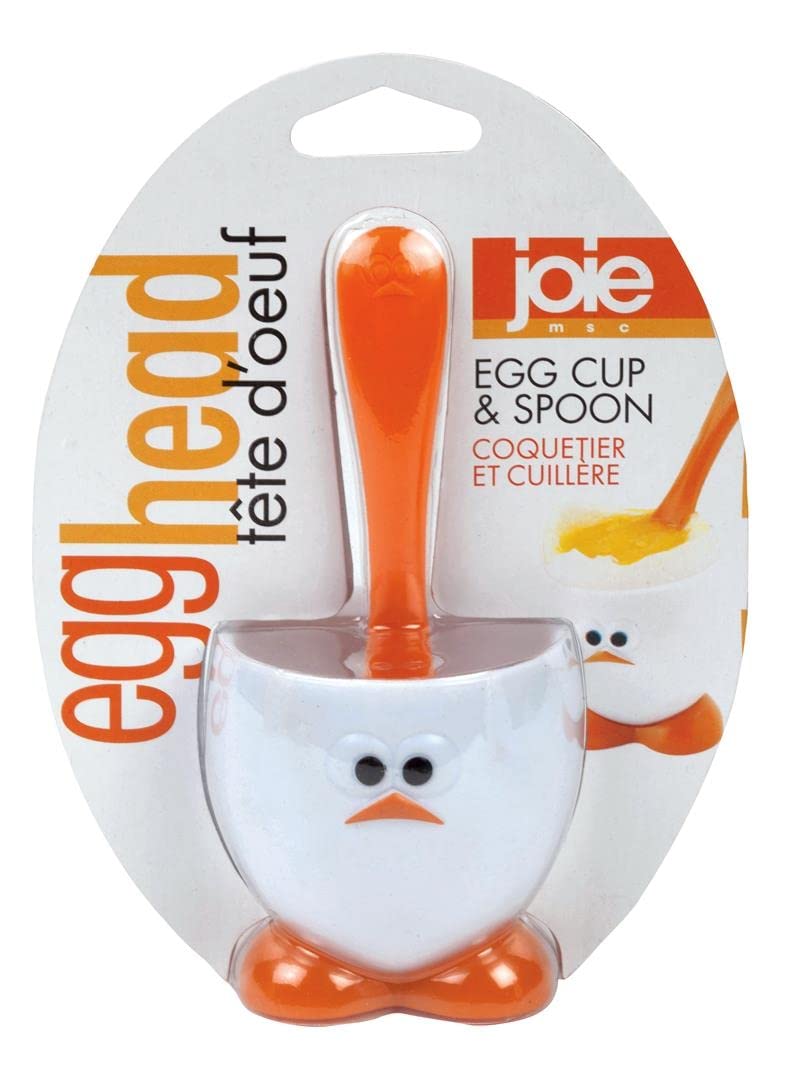 Joie Egghead Hard Boiled Egg Cup Holder with Spoon - 2-Piece Set for Breakfast & Kitchen | Perfect Egg Cooker Accessories for Easy Peeling & Serving