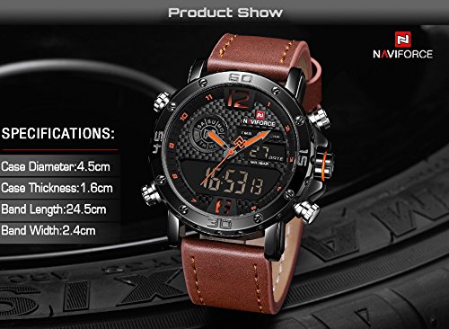 NAVIFORCE Men's Analog Digital Sports Watch - Waterproof Chronograph Dual Display Wristwatch with Backlight | Perfect for Running, Gym Workouts & Outdoor Activities