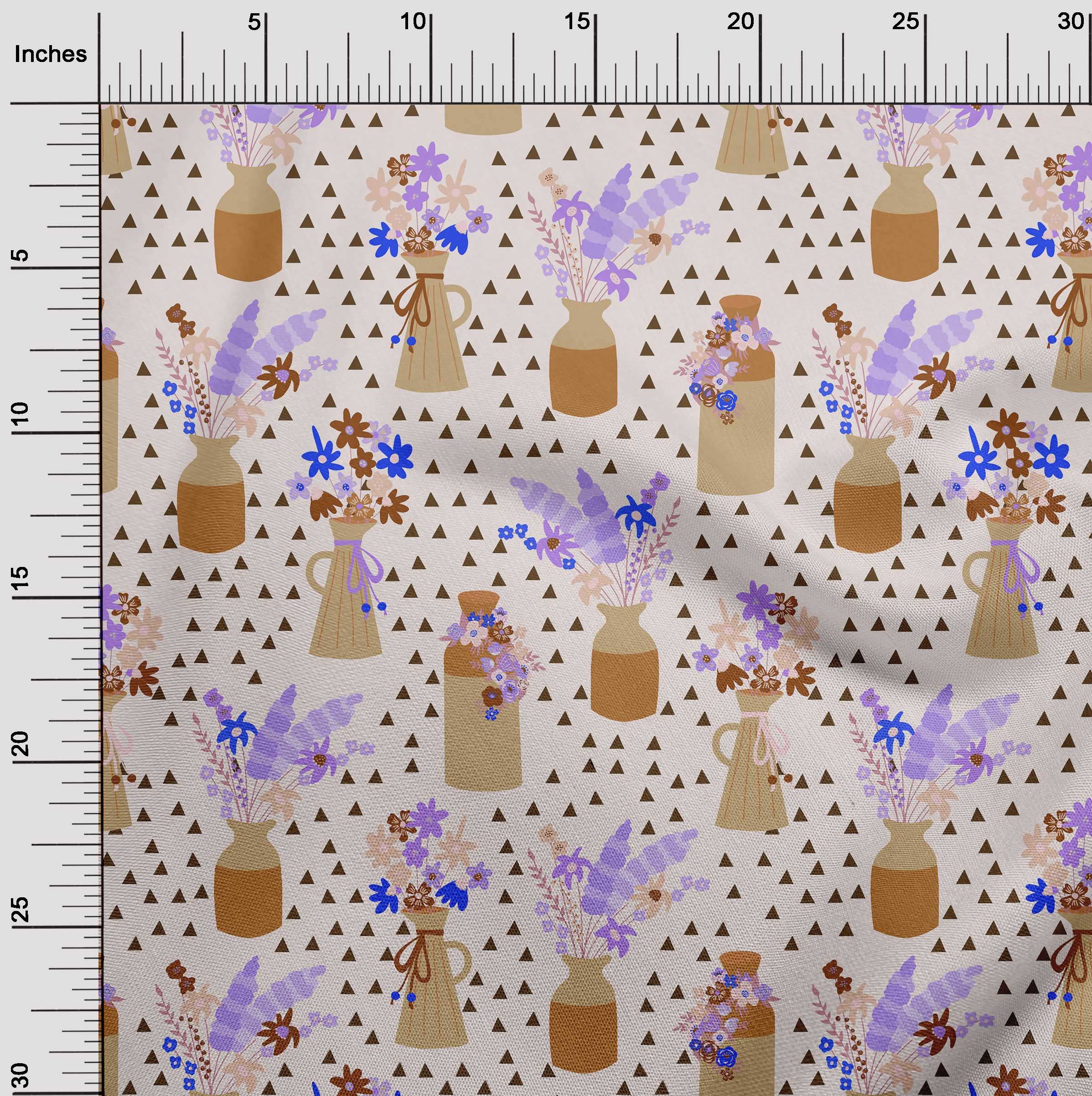 oneOone Cotton Flex Rust Brown Fabric Floral Vase Geometric Print - 40 Inch Wide by The Yard for Sewing, Quilting & DIY Craft Projects | Perfect for Home Decor, Upholstery & Fashion Accessories