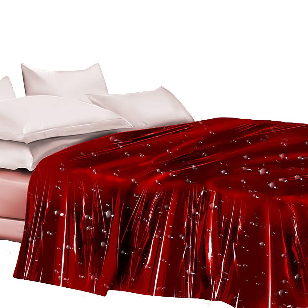 Waterproof Queen Size Blanket for Bed - Moisture Proof Bedding Cover for Couples, Nuru Massage & Adult Play - Red Sex Furniture Accessory for Bedroom Games & King Size Toys