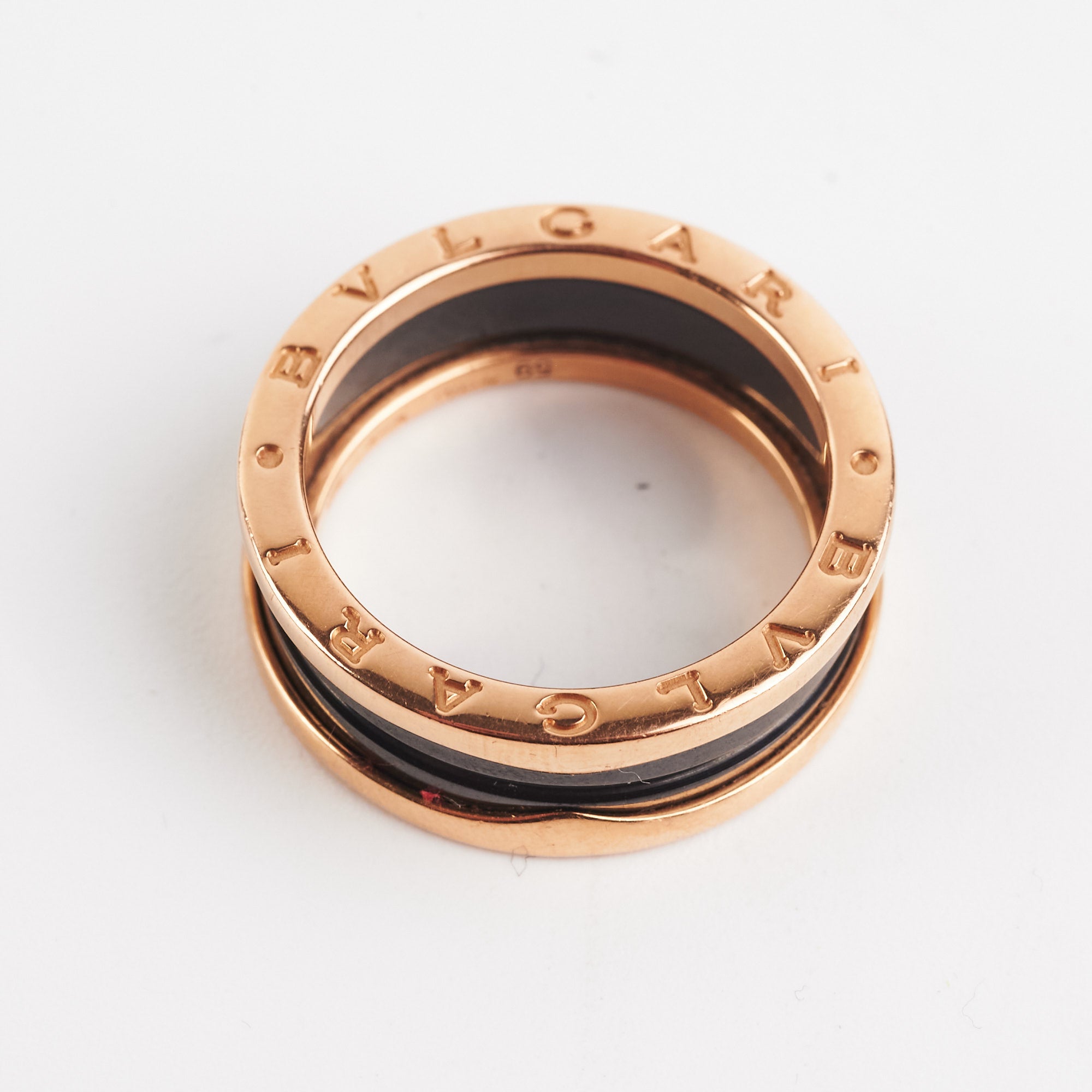 Bvlgari B.Zero1 Ring in Black & Rose Gold - Size 59 | Luxury Italian Jewelry for Women, Perfect for Weddings, Anniversaries & Special Occasions