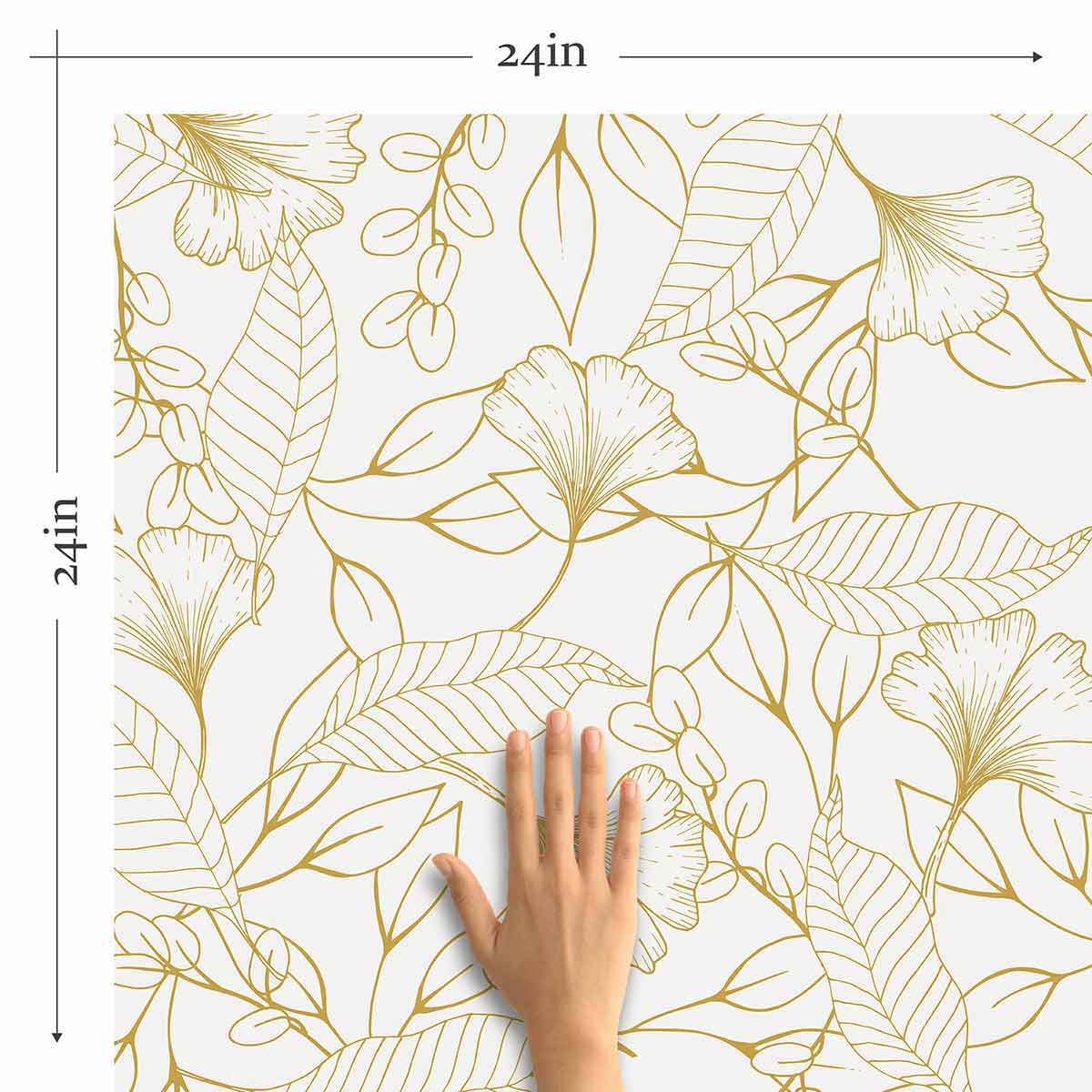 Beige Floral Peel and Stick Removable Wallpaper - Self-Adhesive Decorative Wall Covering for Bedroom, Living Room & Home Office Decor