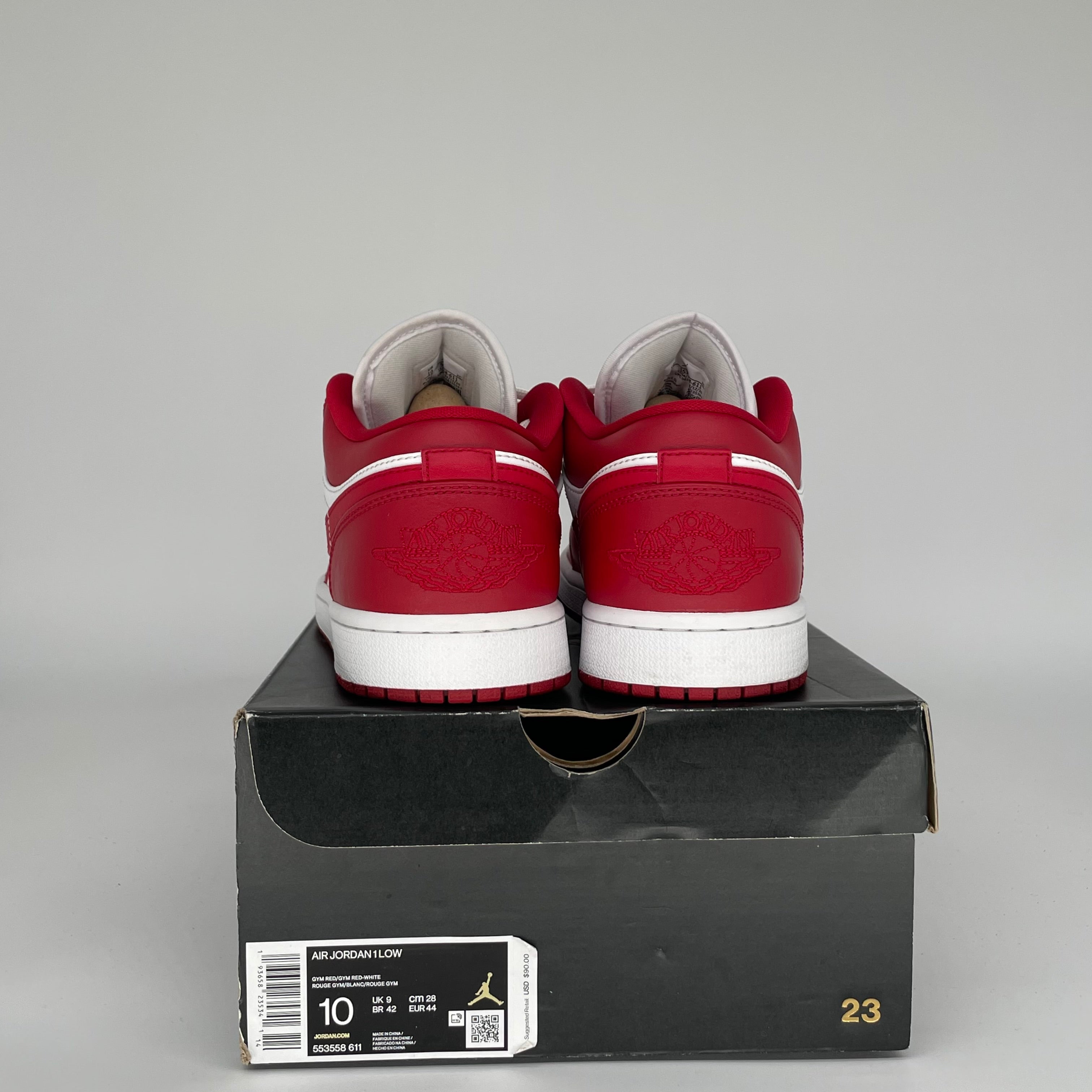 Air Jordan 1 Low Gym Red White Men's Basketball Shoes Size 10 - Style 553558-611 for Casual Wear, Street Fashion & Sneaker Collection