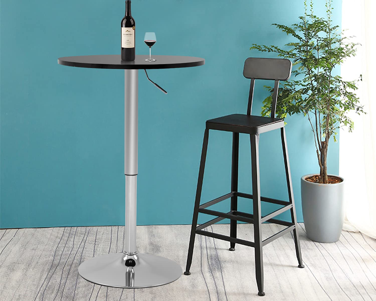Adjustable Height Modern Round Bar Table - Hydraulic Pub & Counter Table for Kitchen, Dining Room & Home | Perfect for Entertaining, Small Spaces & Breakfast Nooks