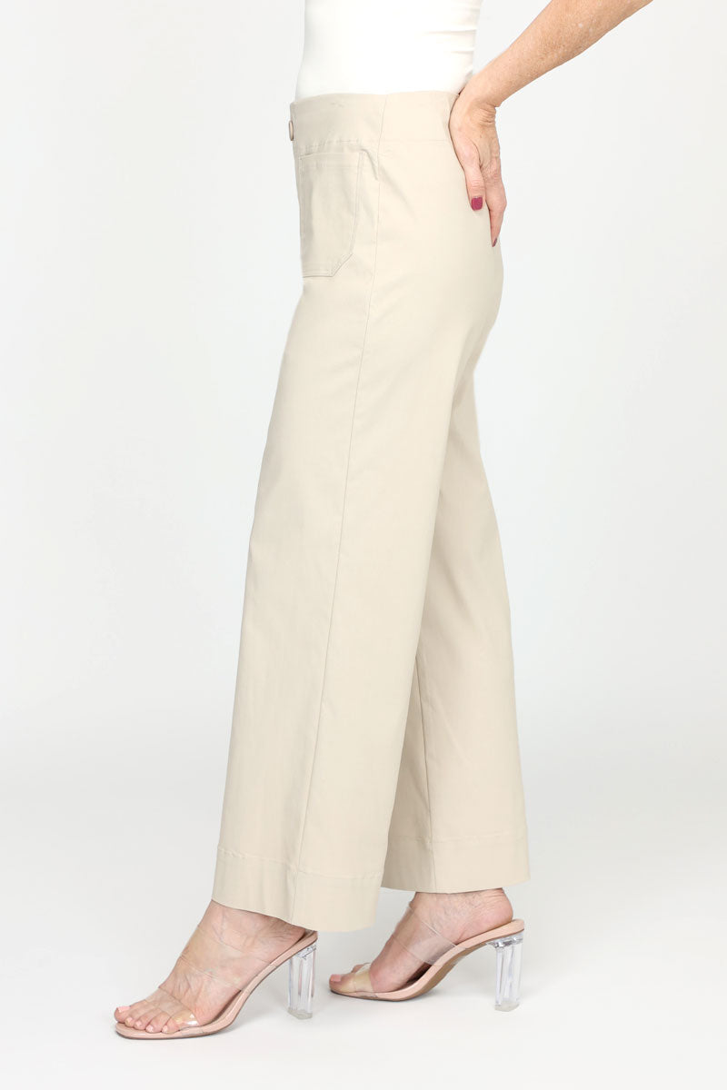 Holland Ave Lizzie Patch Pocket Wide Leg Pants - Women's High Waisted Loose Fit Trousers for Casual Wear & Office Outfits