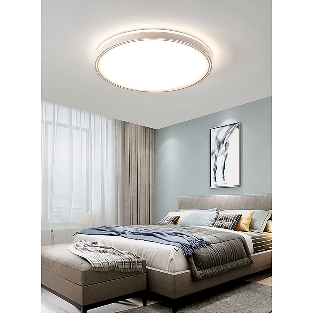 Ultra-Thin Modern Round LED Ceiling Light Fixture - White Flush Mount Lighting for Bedroom, Living Room & Hallway | Energy-Efficient Minimalist Design for Home & Office Decor
