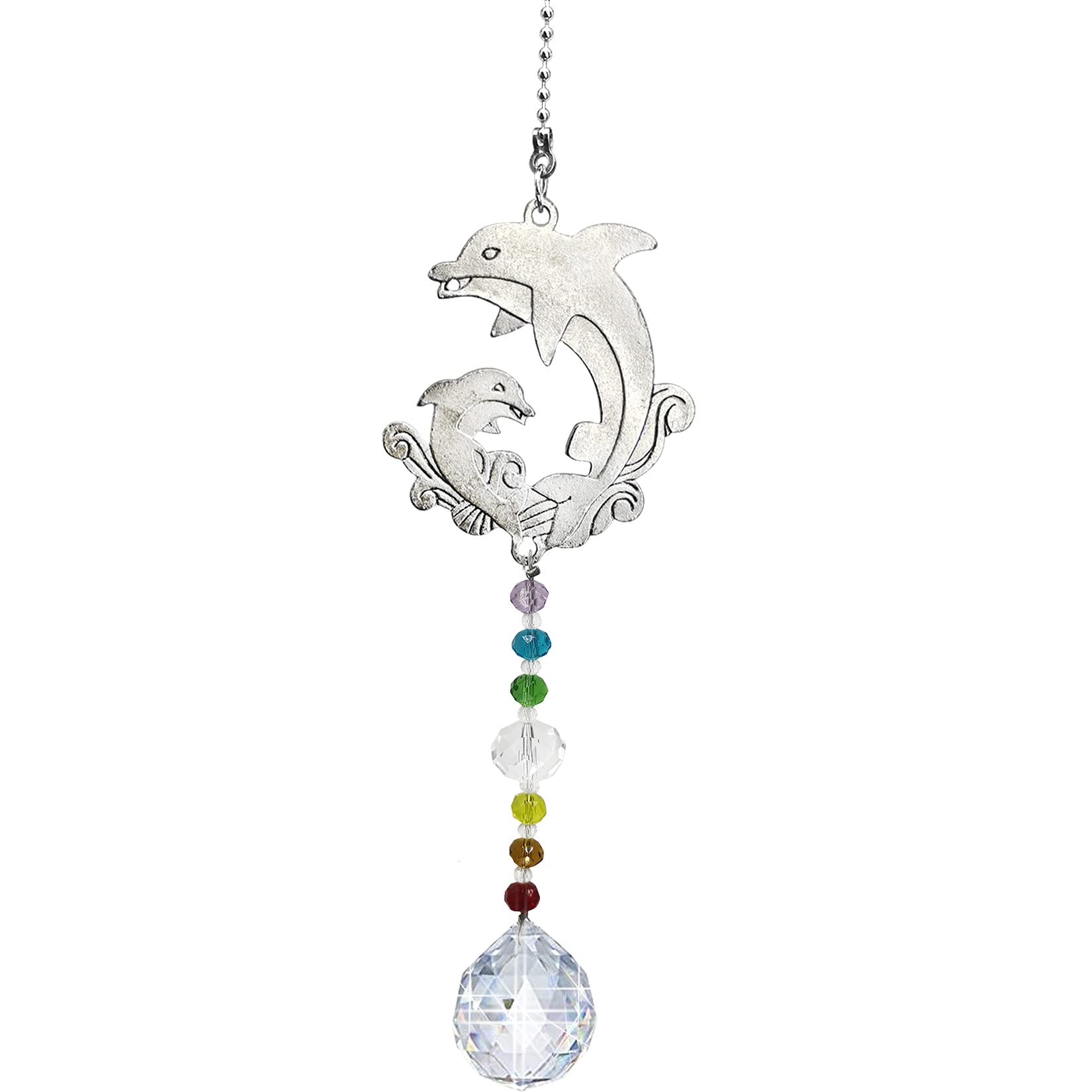 Crystal Dolphin Sun Catcher - Window Hanging Rainbow Maker Ornament with Prisms for Home & Garden Decor | Perfect for Living Rooms, Bedrooms, and Outdoor Spaces