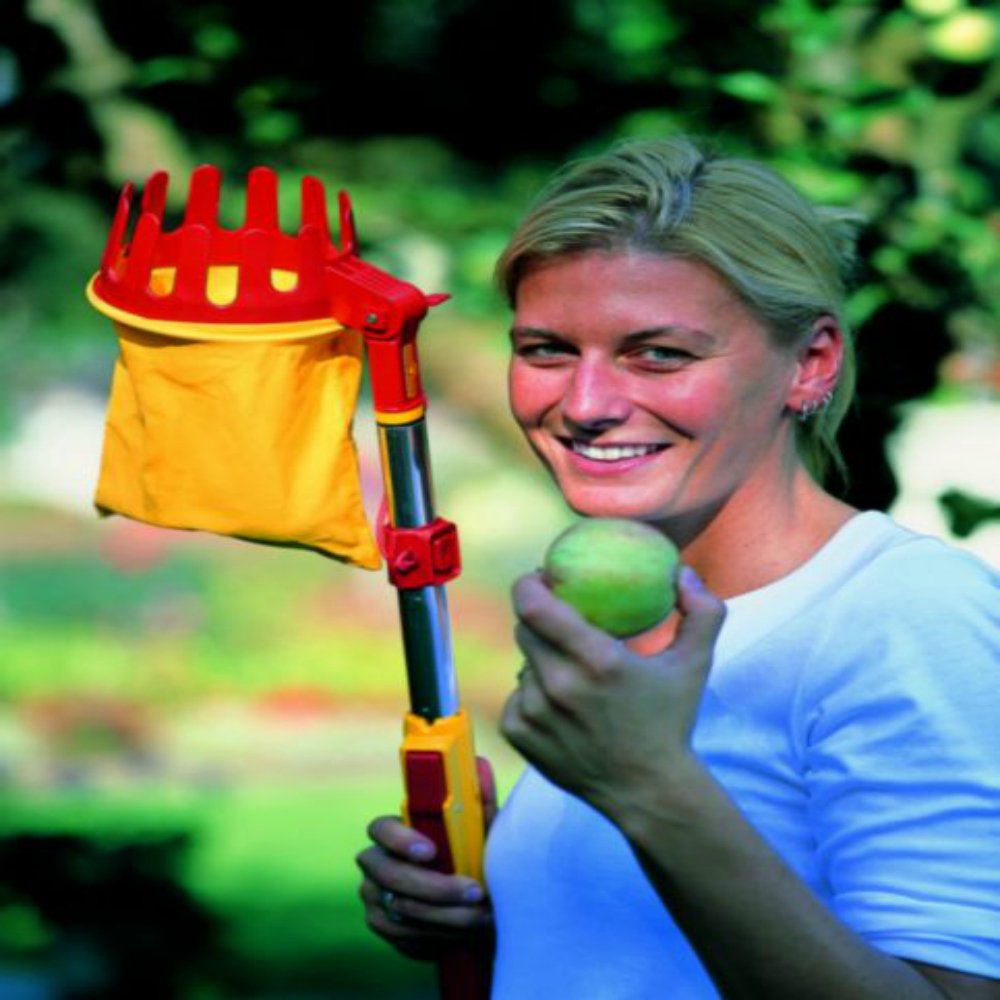 WOLF-Garten Fruit Picker with Cutting Blade & Soft Cloth Catching Bag - RGM | Harvest Apples, Pears & Citrus Safely | Perfect for Home Gardeners & Orchard Use