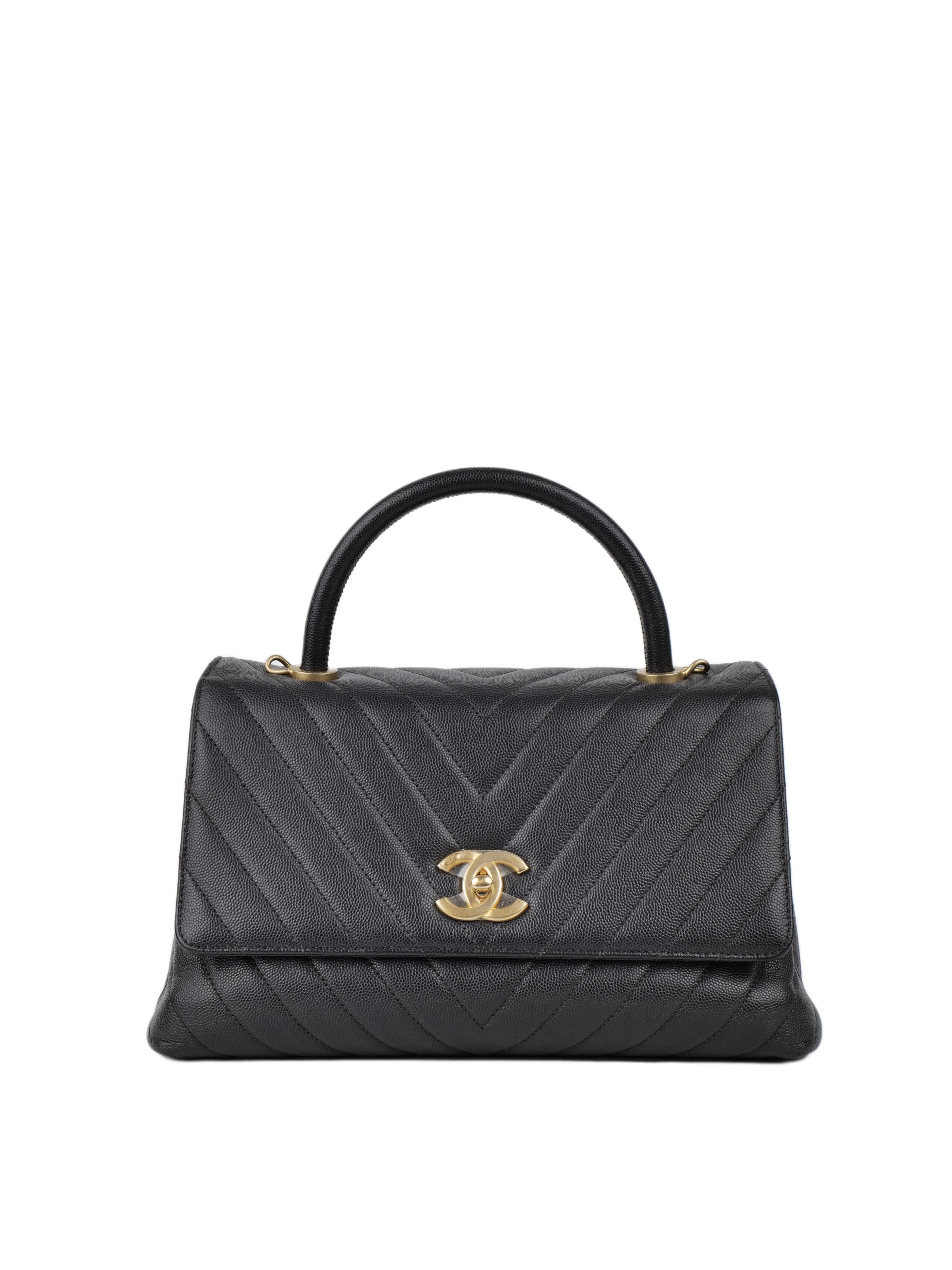 Chanel Medium Coco Handle Bag in Dark Grey with Gold Hardware - Luxury Designer Handbag for Women, Perfect for Work, Evening & Special Occasions
