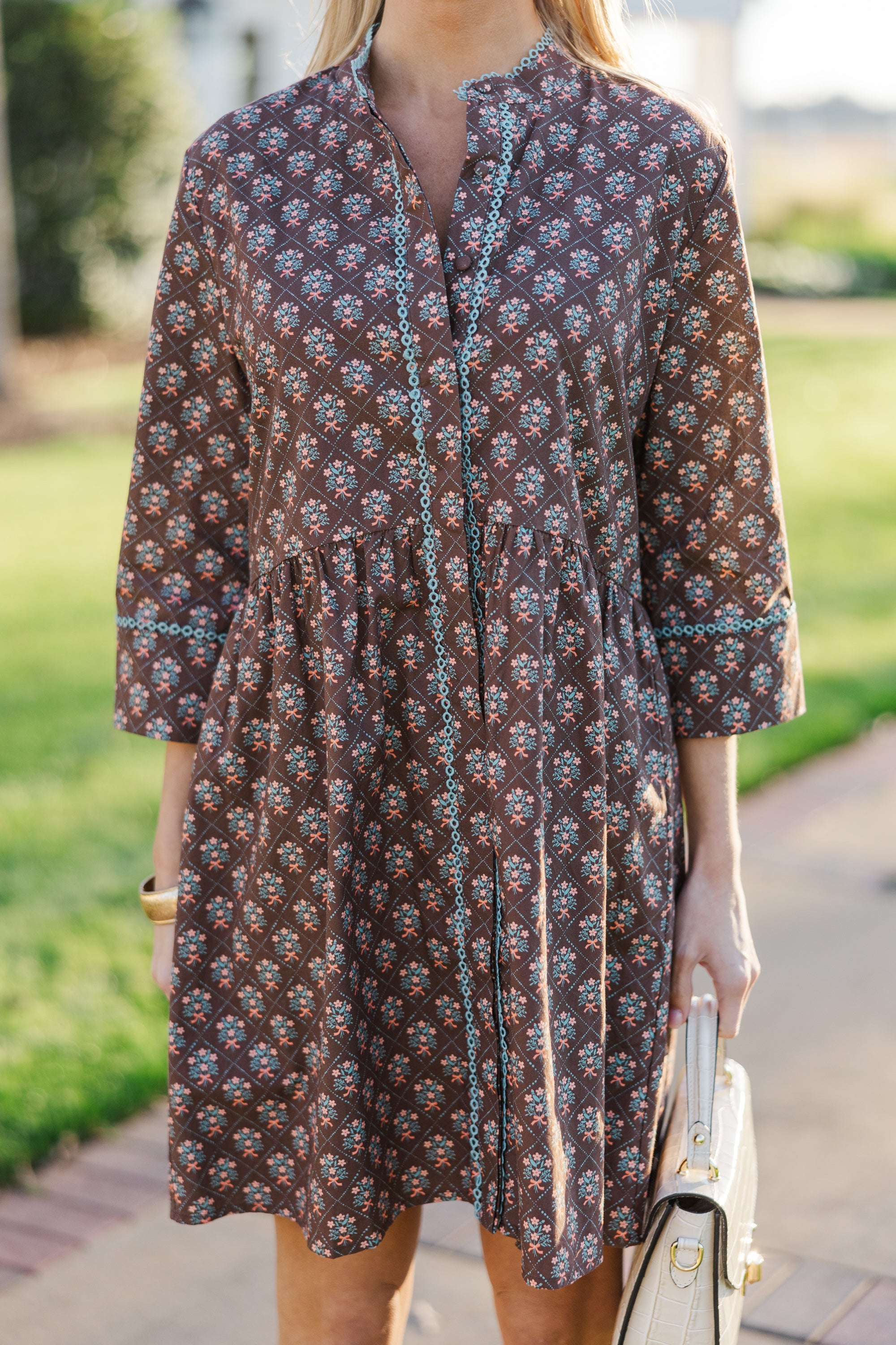 Always The One Brown Medallion Shift Dress - Elegant A-Line Cocktail Dress for Women | Perfect for Office Wear, Parties & Special Occasions