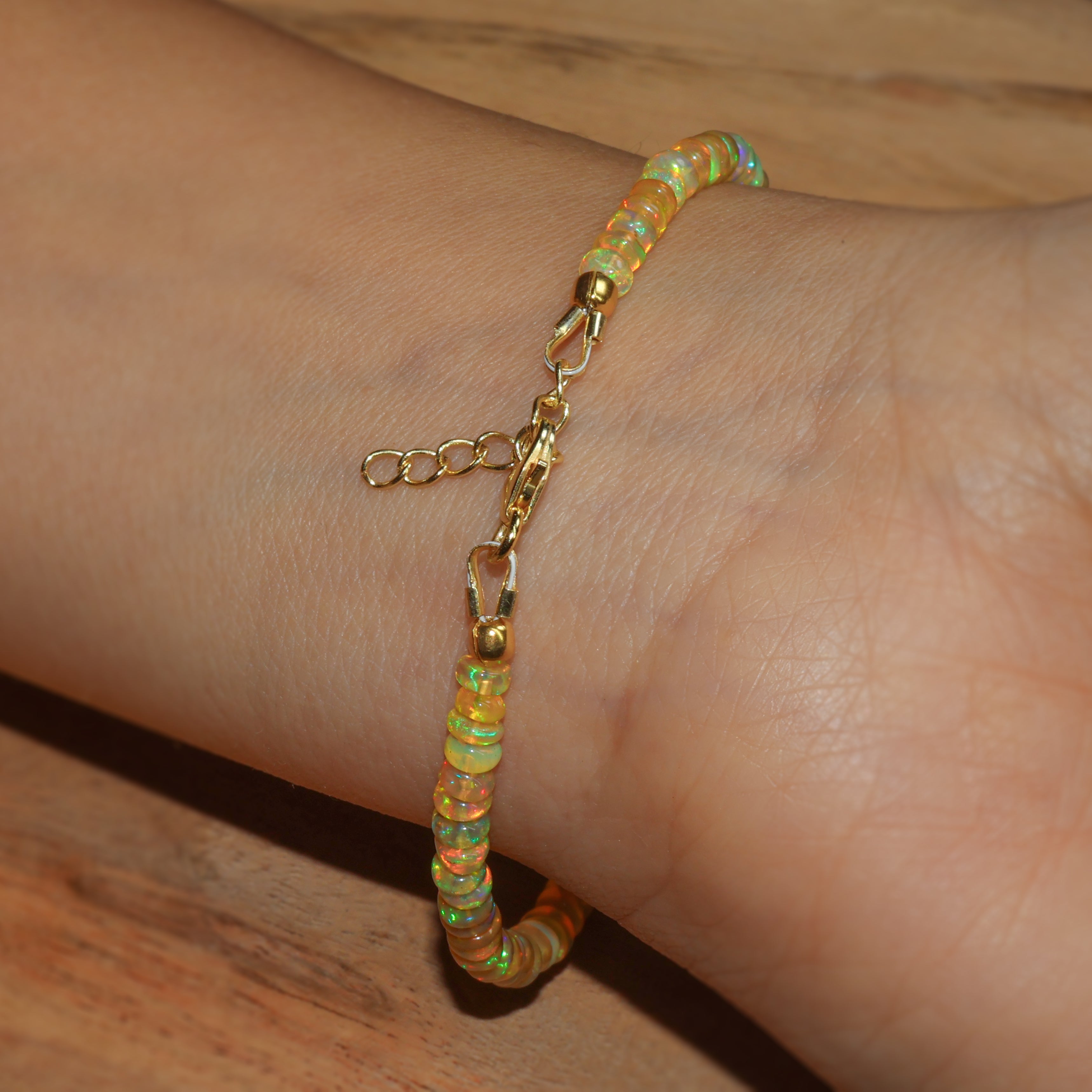Natural Yellow Opal 4-5mm Plain Beaded Handmade Bracelet - Boho Chic Jewelry for Women, Gift for Her, Yoga & Meditation Accessory