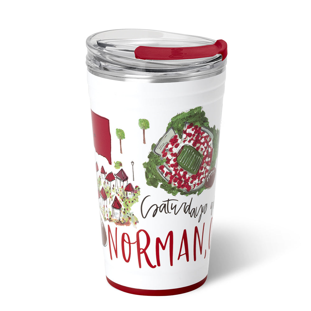 24oz Saturdays in Norman Party Cup - Insulated Stainless Steel Tumbler with Lid & Straw, Perfect for Beach, Picnics & Tailgating