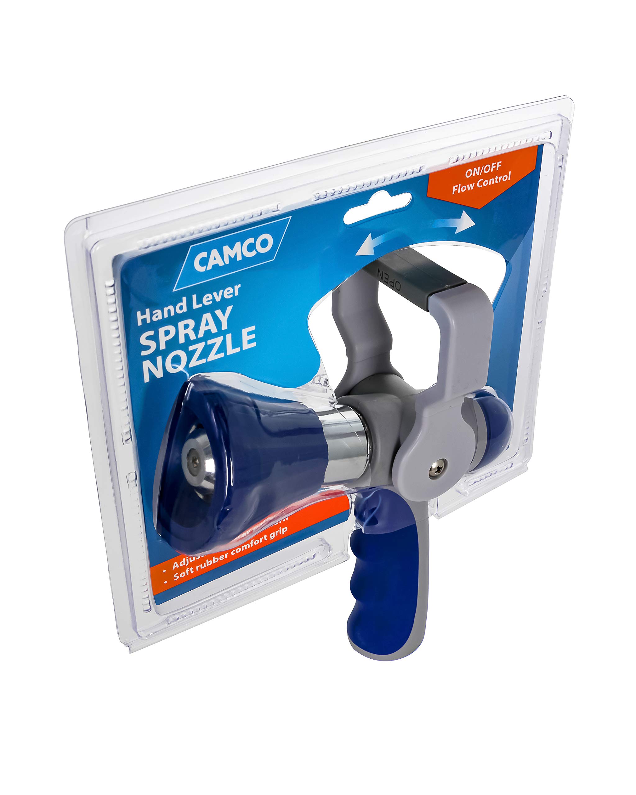 Camco 41987 Coil Hose Nozzle with Hand Lever - Heavy Duty RV Water Hose Sprayer for Camping, Gardening & Car Washing