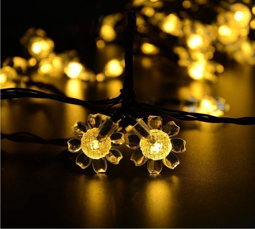 Solar Sunflower String Lights - 50 LED Waterproof 21ft Outdoor Solar Powered Fairy Lights for Garden, Patio, Christmas, Wedding & Party Decorations (Warm White) | Perfect for Backyard, Landscape, Holiday & Special Event Lighting