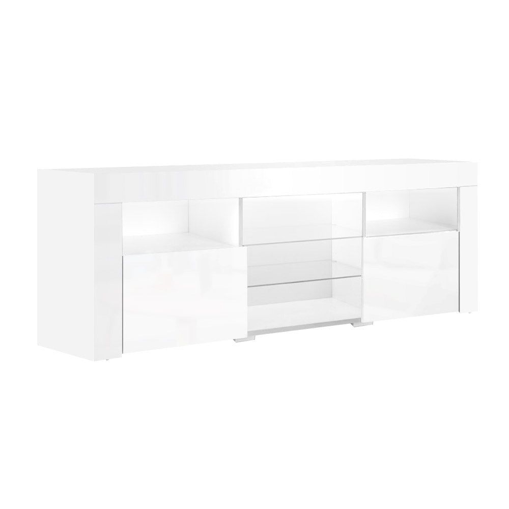 Artiss 160cm White Bobi Entertainment TV Stand with LED Lighting - Perfect for Living Room, Bedroom & Home Theater Setup