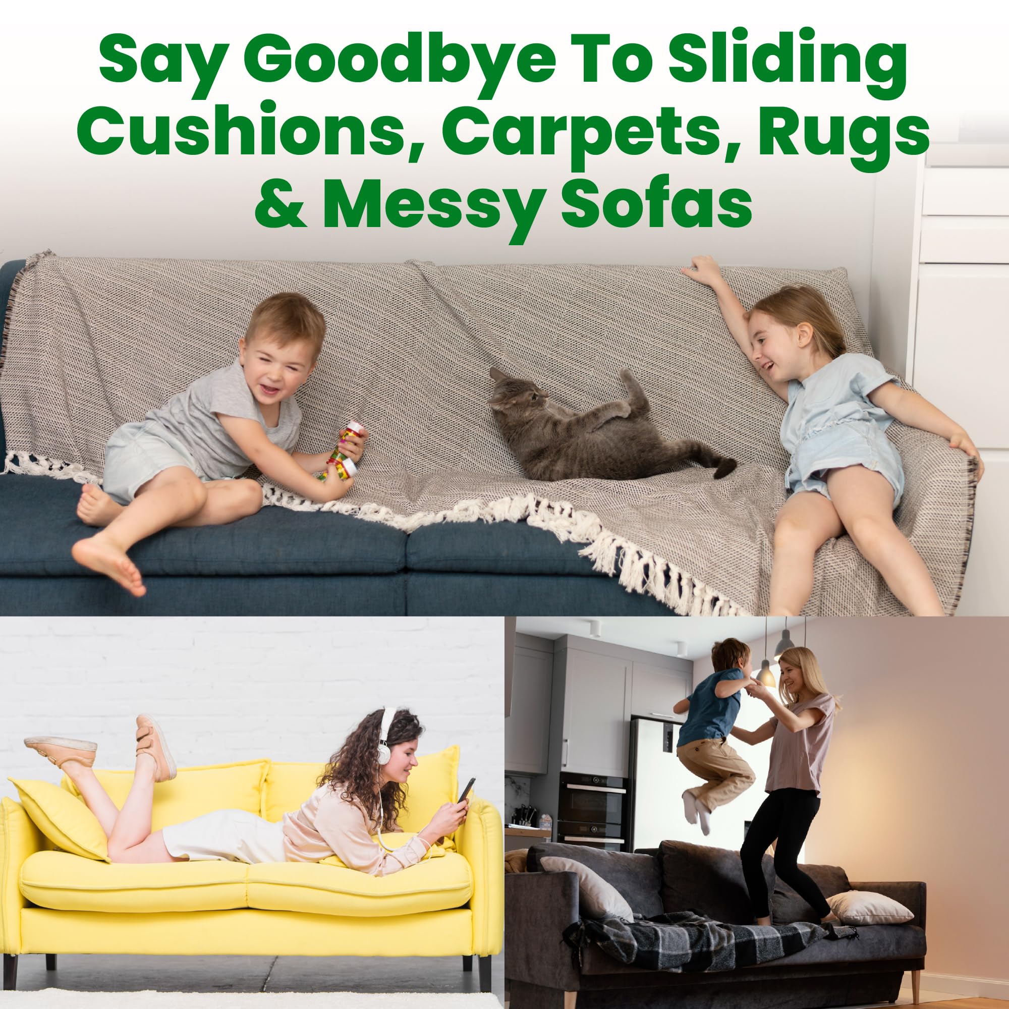 ECOHomes Heavy Duty 4 Inch x 6.5 FT Non-Slip Adhesive Hook and Loop Tape Roll - Black Sofa Cushion Gripper to Prevent Sliding for Couches, Outdoor Furniture, and Home Decor | Perfect for Securing Loose Cushions on Sectionals, Recliners, and Patio Chairs