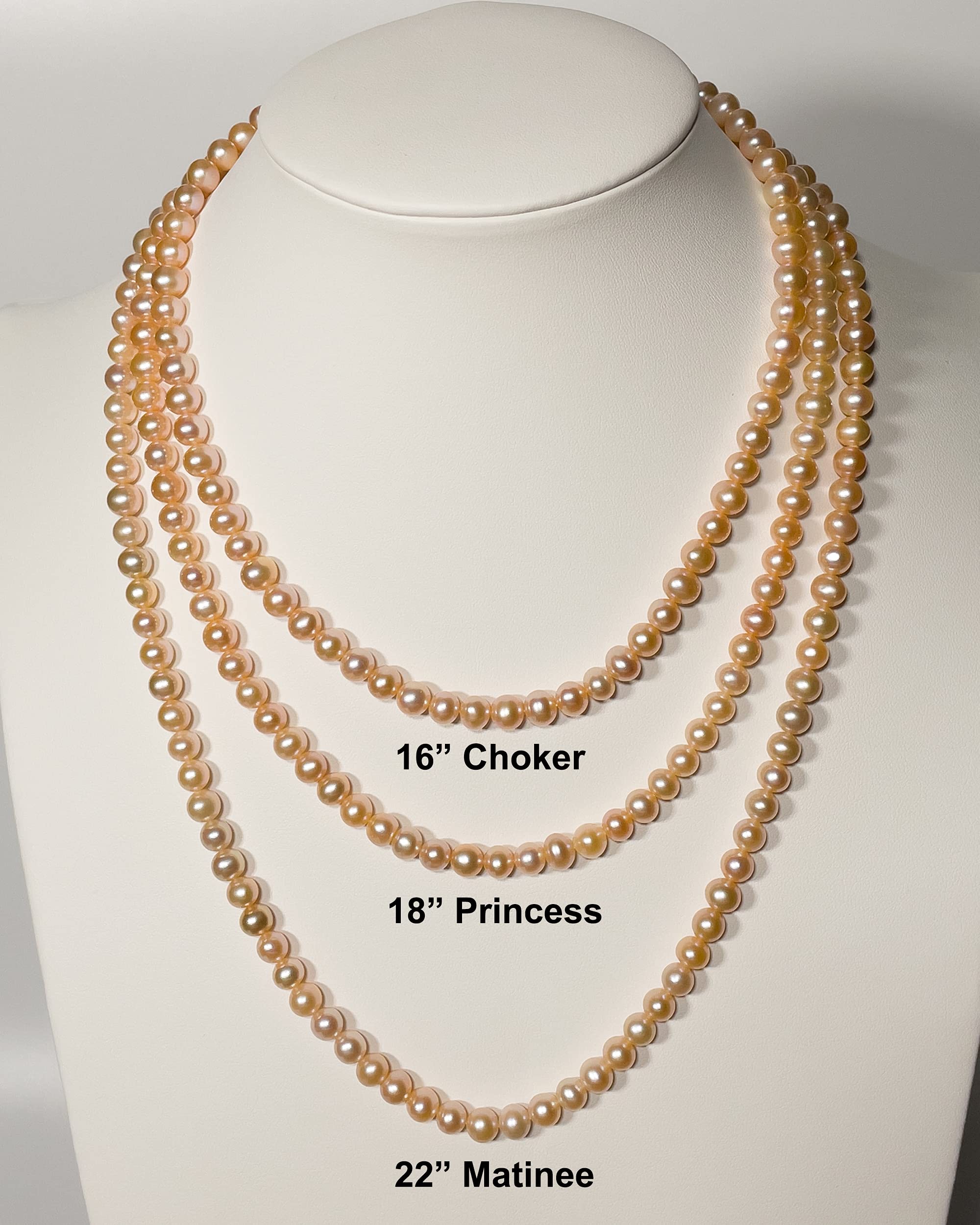 Elegant Pink Freshwater Cultured Pearl Necklace for Women - 16-22 Inch AA Quality 5-10mm Pearls with Sterling Silver Clasp | Perfect for Weddings, Parties & Special Occasions | Orien Jewelry